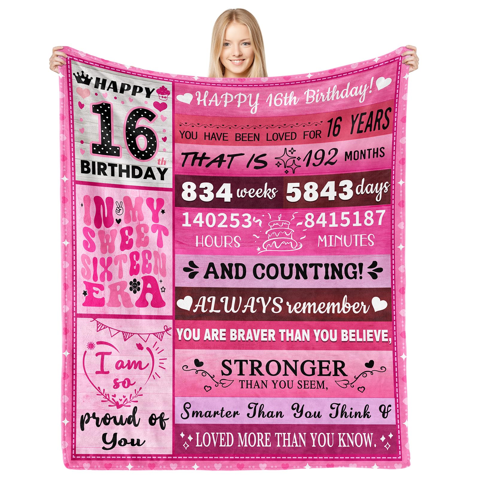 CAPRIFIC 16th Birthday Gifts for Girls 16 Year Old Gifts 16th Birthday Blanket, Sweet Gifts for 16 Year Old Girls