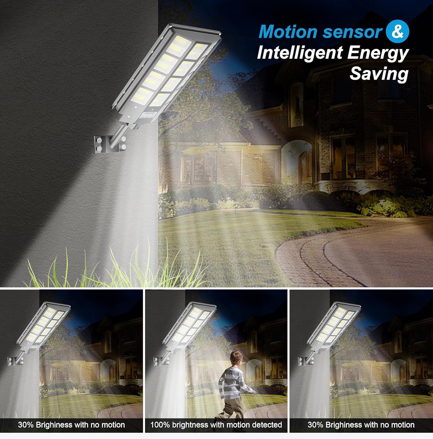 9000W Pro Large Solar Street Lights Outdoor with Thickened Shell, Commercial Grade Street Light Dusk to Dawn, Motion Sensor Solar Security Flood Light Waterproof for Parking Lot, Yard, Driveway, Farm