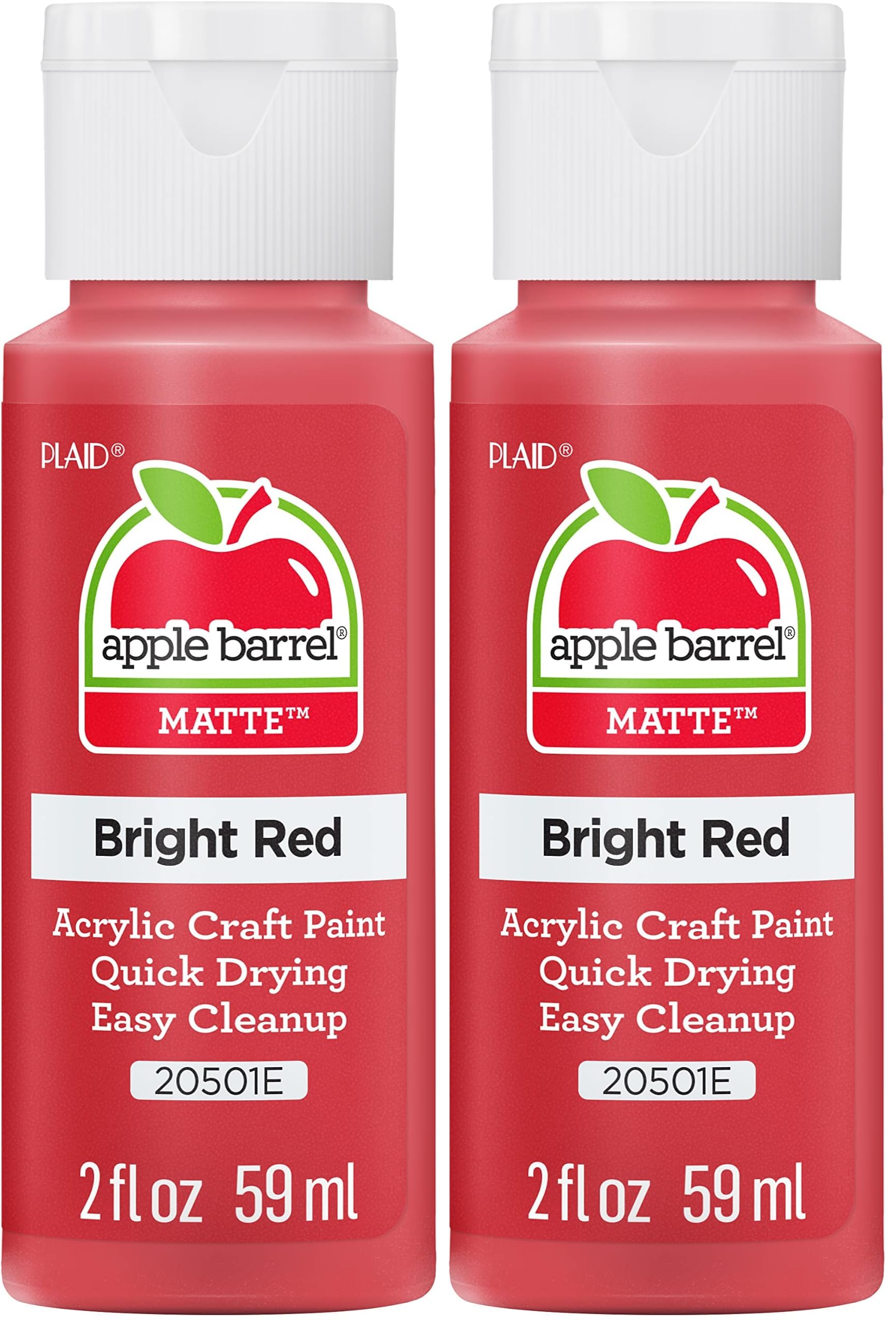 Apple Barrel Acrylic Paint in Assorted Colors (2 oz), 20501, Bright Red (Pack of 2)