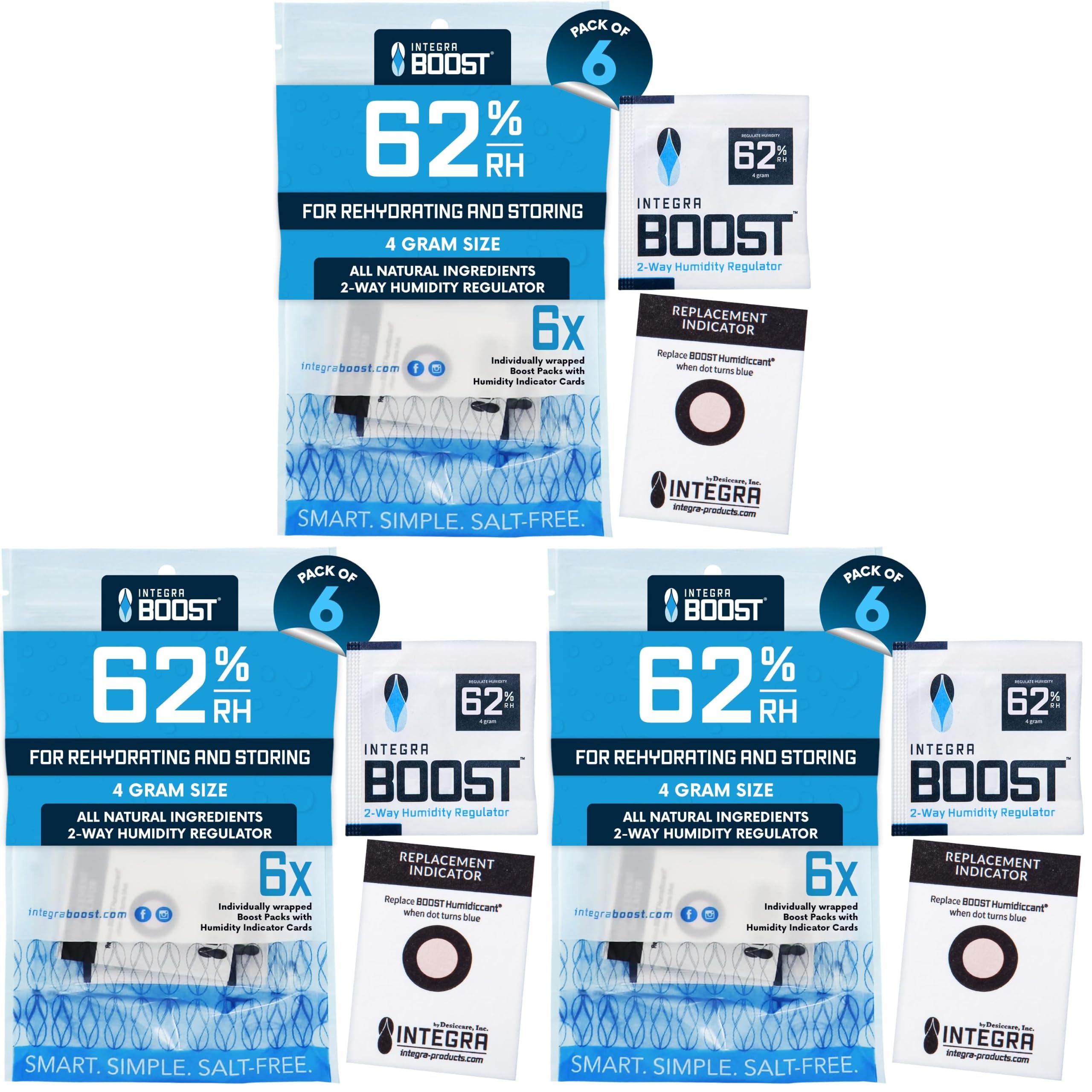 Integra Boost 2-Way Humidity Control Pack - Preserve Flavor &amp; Control Humidity at 62% RH - Moisture Absorber for Herbs, Spices &amp; More - 4 Gram (Pack of 18)