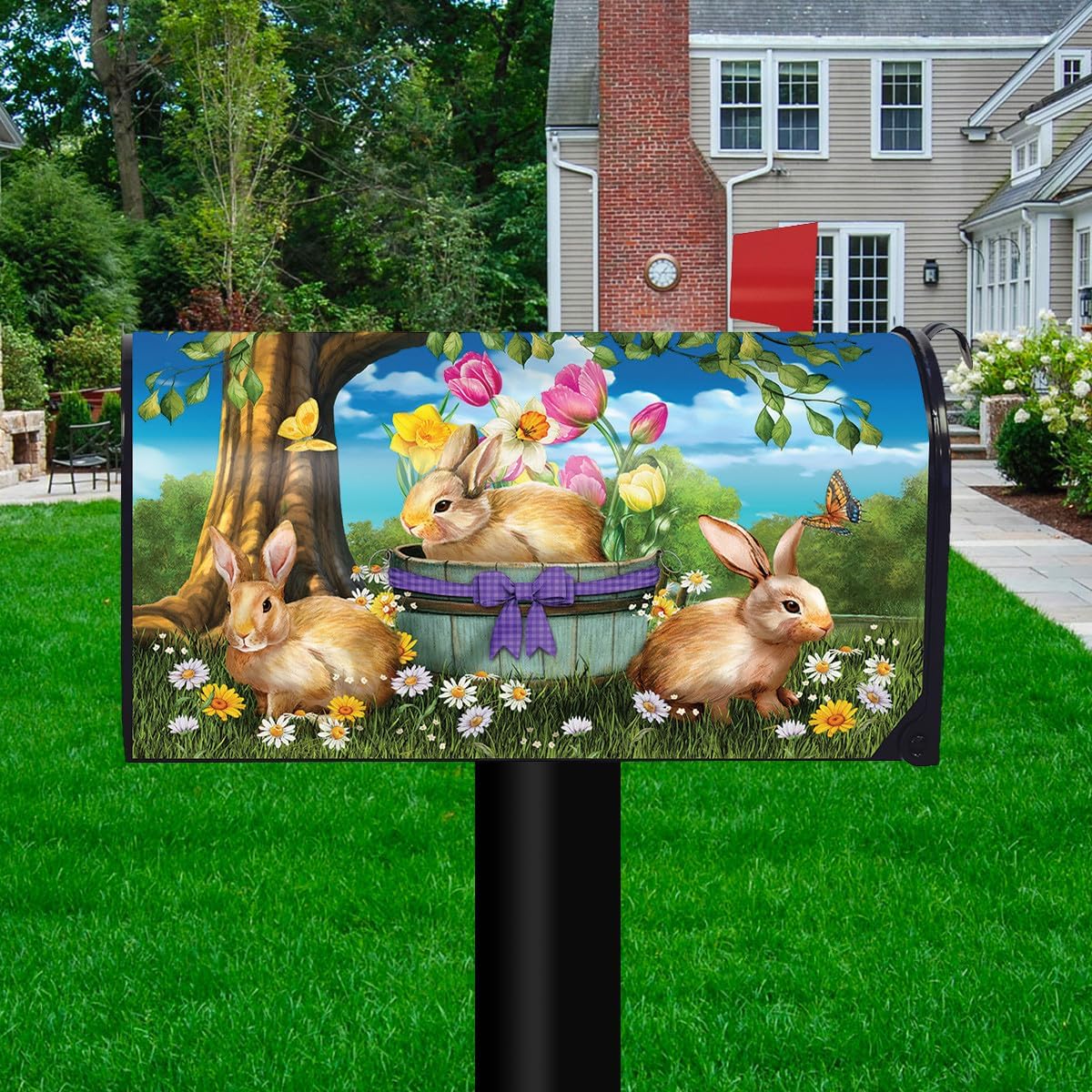 Briarwood Lane Spring Bunny Basket Floral Mailbox Cover
