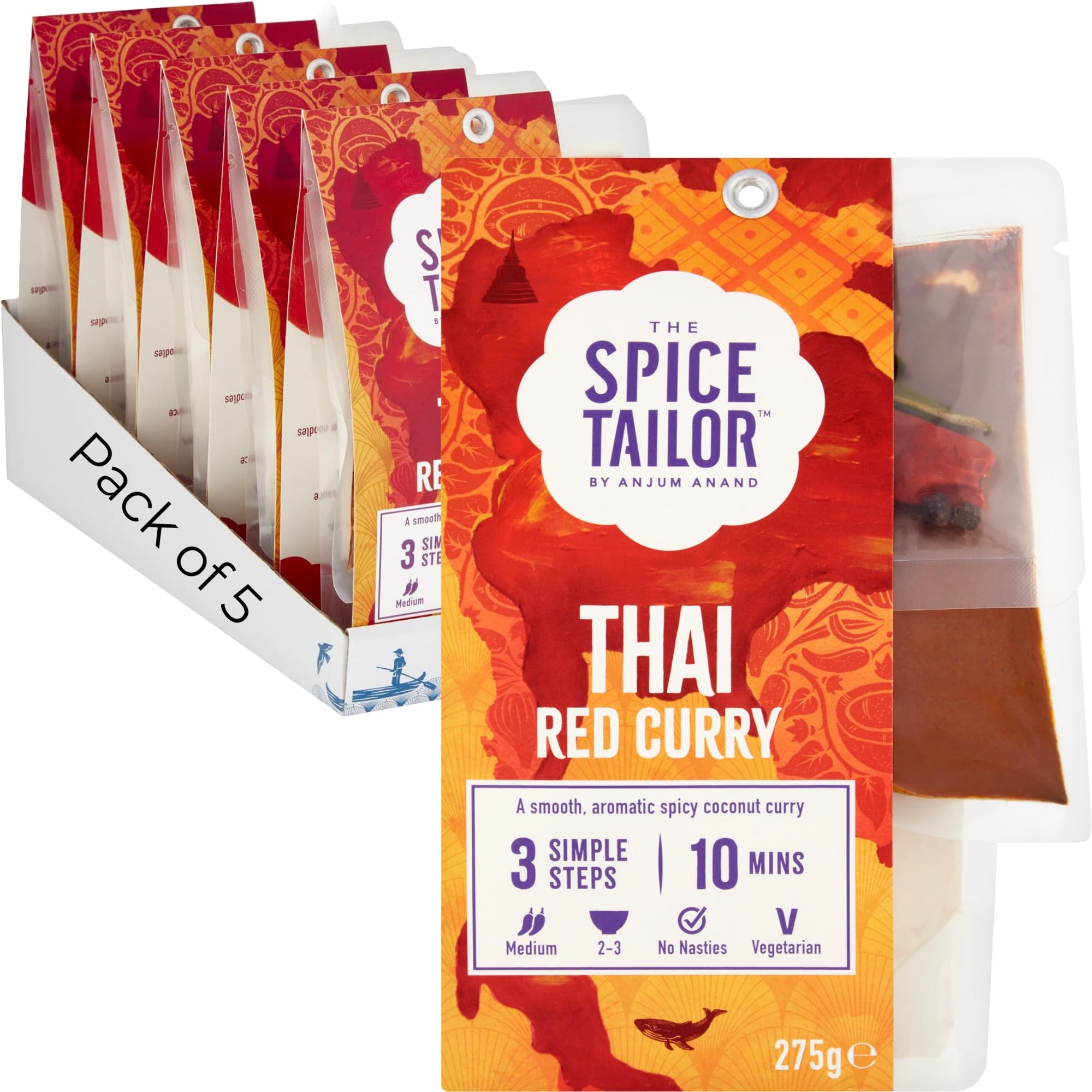 The Spice Tailor Kit de comida de salsa de curry rojo tailandés, 275 g (paquete de 5)