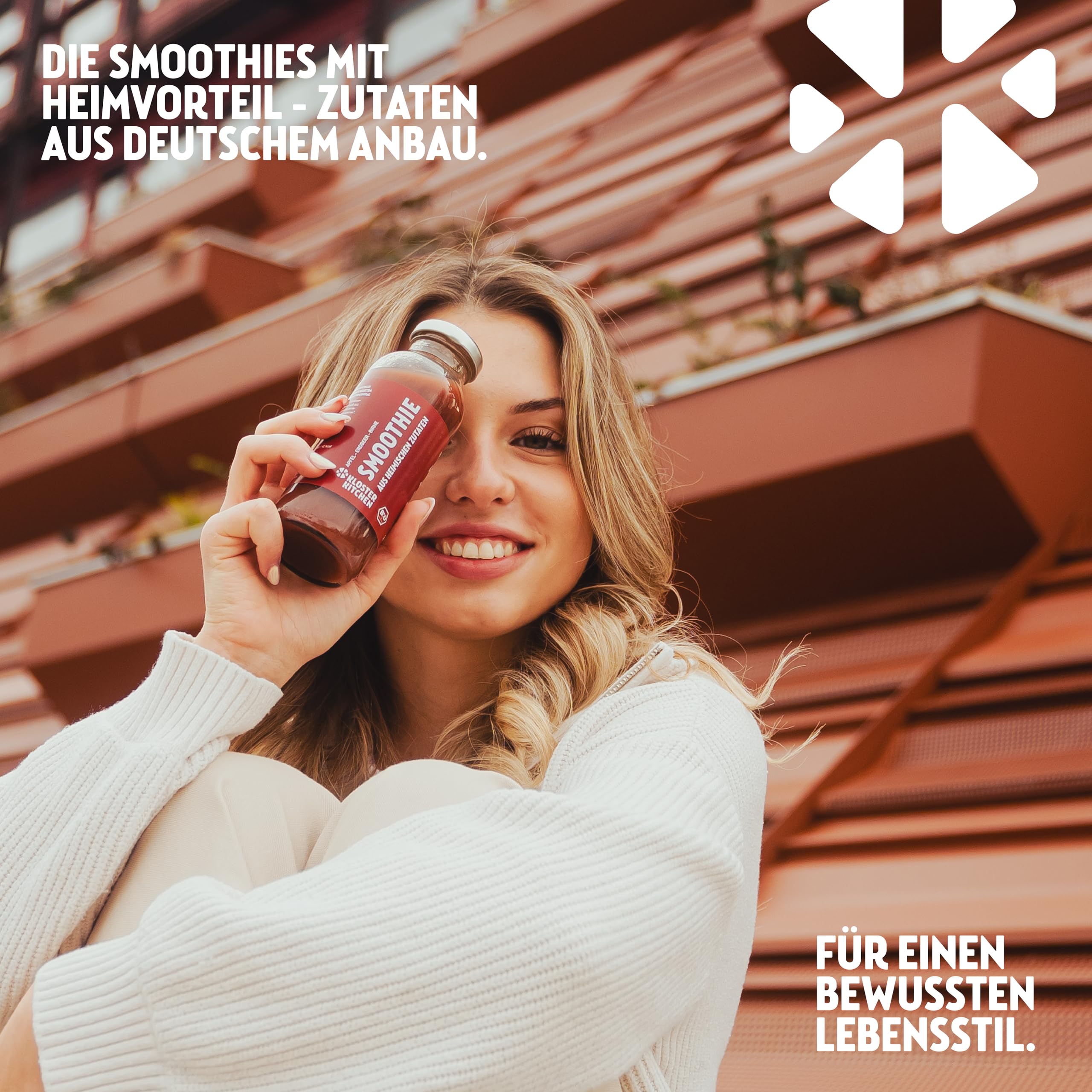 Kloster Kitchen Bio Smoothie Rot Apfel Birne Erdbeer 12x 250 ml I Superfood Frühstück vegan I To Go Glasflasche I Powerfood aus heimischen Zutaten