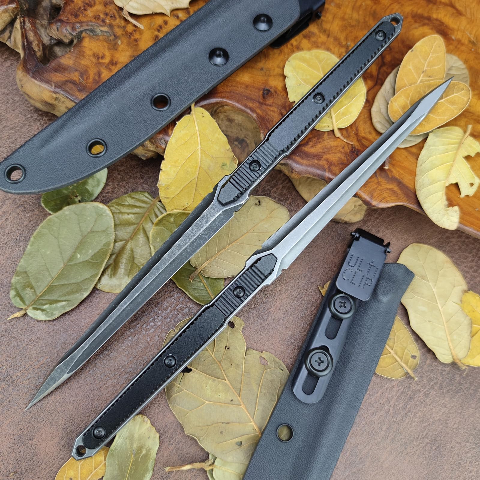 huaao Outdoor Messer Survival Jagdmesser, Full-Tang Feststehende Klingemit mit Kydex Scheide, 440C Stahl, Bushcraft Messer