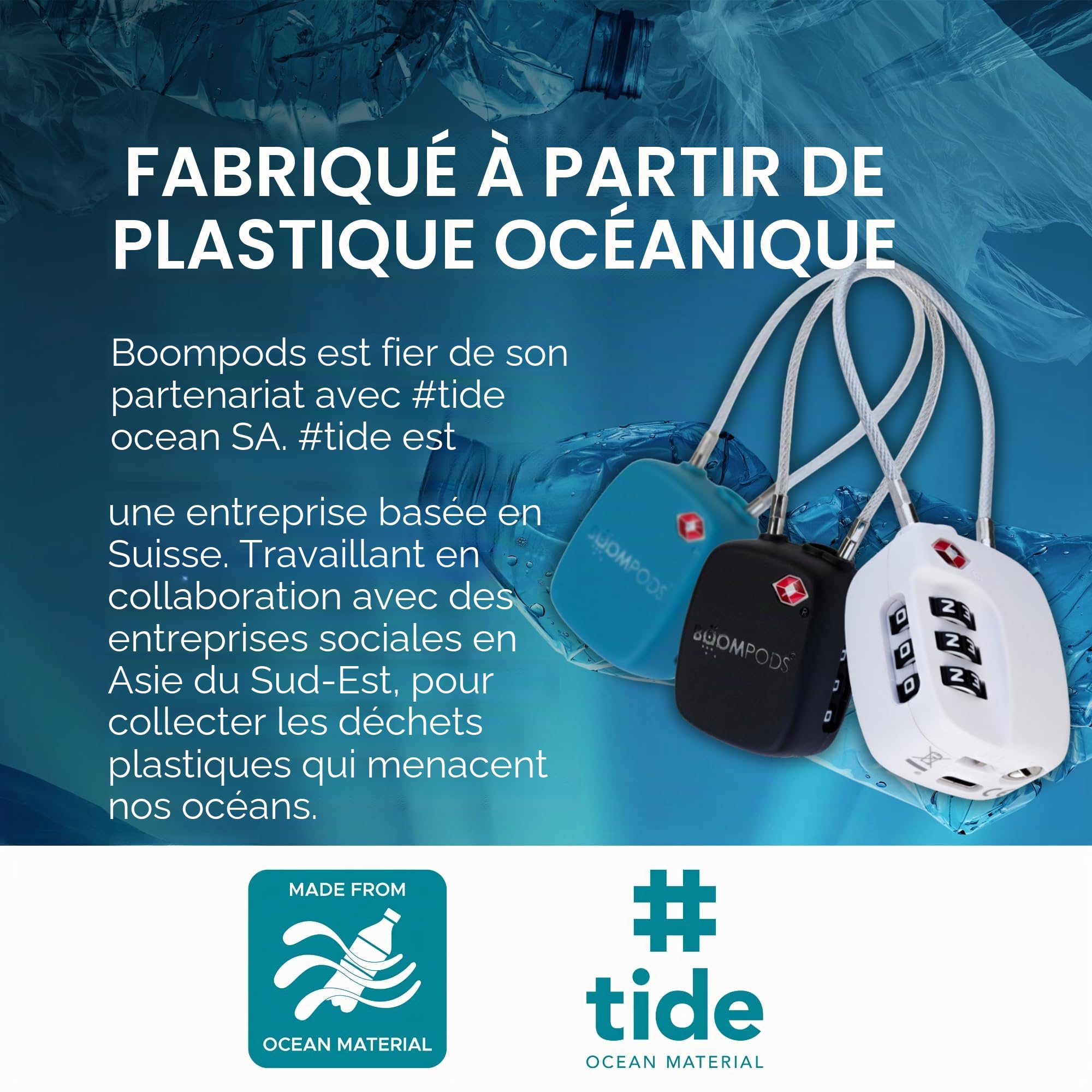 Boompods Cadenas Valise avec Fonction de Localisation - Cadenas Connectée avec Traceur Compatible avec Apple Find My App, Verrou Intelligent TSA pour Valise et Bagages, Batterie Rechargeable - Noir