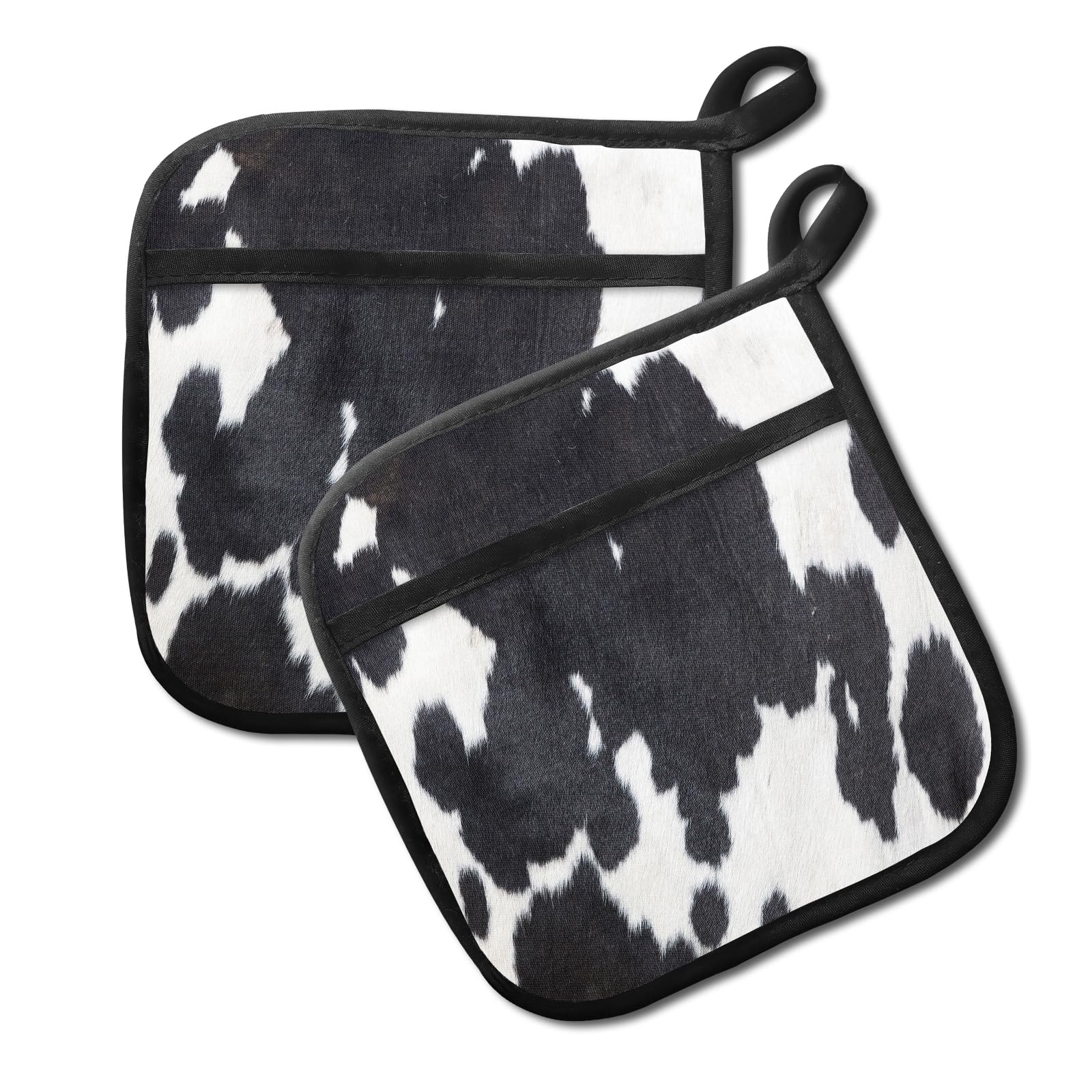 Soportes para ollas resistentes al calor con divertido estampado de vaca, pack de 2