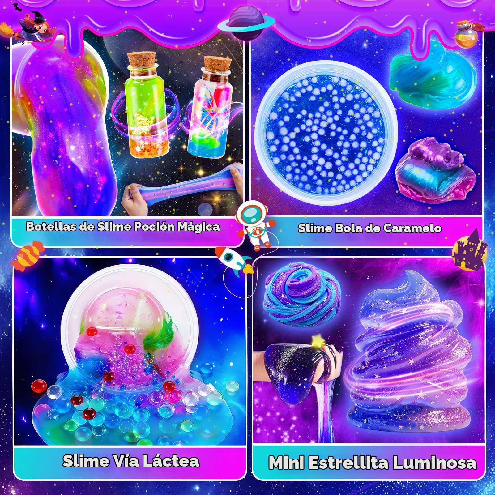 iKidiki Galaxy Slime Kit - Regalo para Niña 6-12 Años, Juguetes y Manualidades con Pociones Magicas