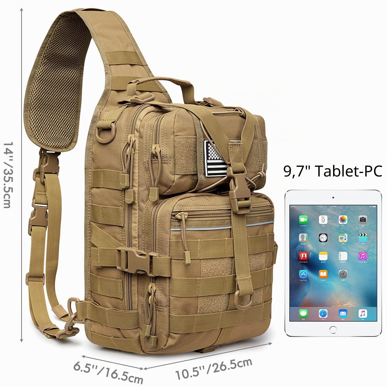 G4Free Tactical Sling Rucksack Groß Militär Schultertasche Umhängetasche für Outdoor Sport Camping Wandern
