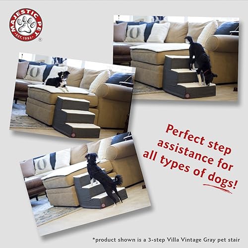 Miniatura 4 de Majestic Pet Escaleras portátiles para mascotas  Sensación suave de espuma Sherpa  Escalones para perros y gatos  Rampa para perros y gatos