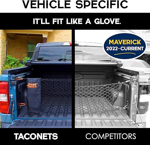 Vista 22 de Red de carga de sobre para GMC Sierra y Chevy Silverado – Se adapta a 2013-2025 – Bungee mejorado de 0.197 in – Bolsa de almacenamiento integrada