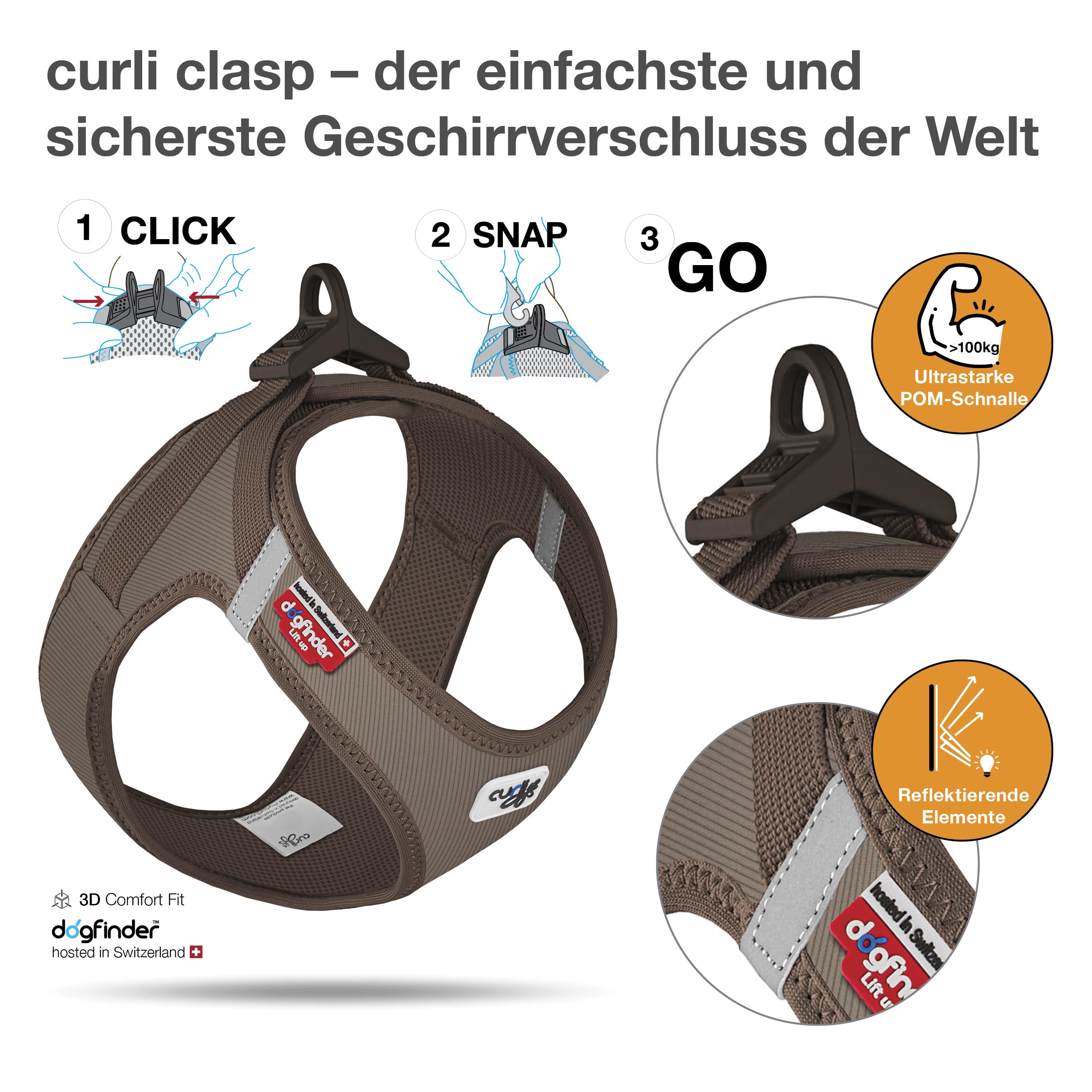 Vest Harness curli Clasp Cord Brown S