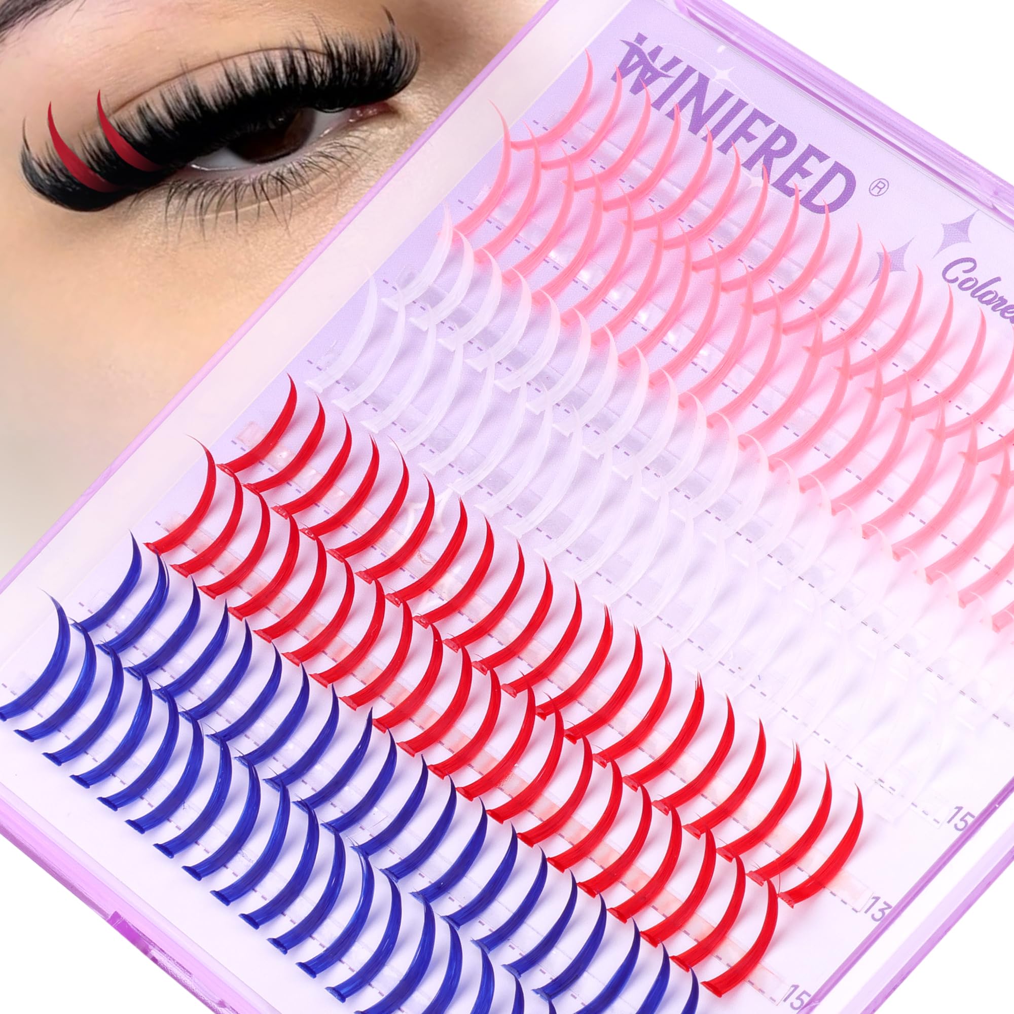 Winifred Colored Lash Clusters Spiky Eyelash Clusters 13-15mm Colorful Clusters Lashes Spikes White Red Pink Blue Fairy Anime