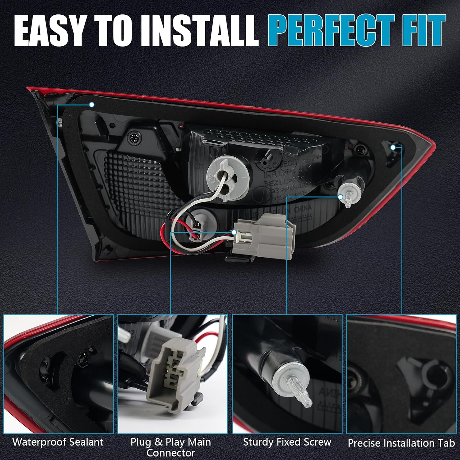 Halogen Inner Tail Light Assembly for Chevy Malibu 2016-2023, Halogen Rear Running Reversing Light Inner Tail Lamp Taillight Assembly for Chevy Chevrolet Malibu 84130997, Passenger and Driver Side