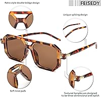 Vista 69 de Feisedy - B2622 - Lentes de sol estilo aviador, cuadrados, clásicos de los años 70, unisex, con montura clásica retro y elegante, UV400 Marco