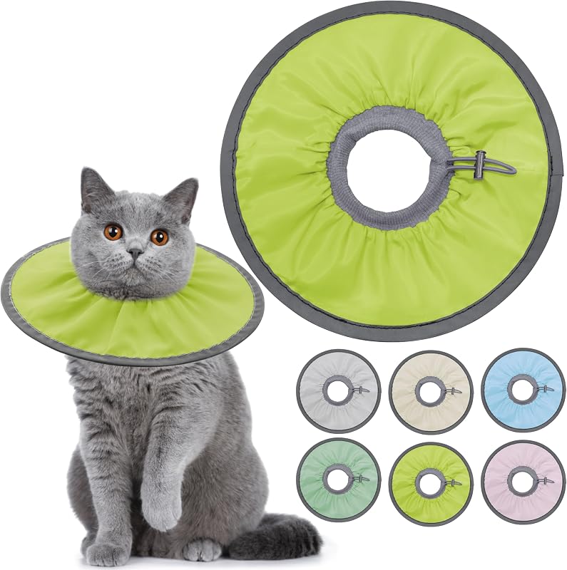 Colar elizabetano macio e ajustável para gatos Seyezo, Water Green, tamanho Médio