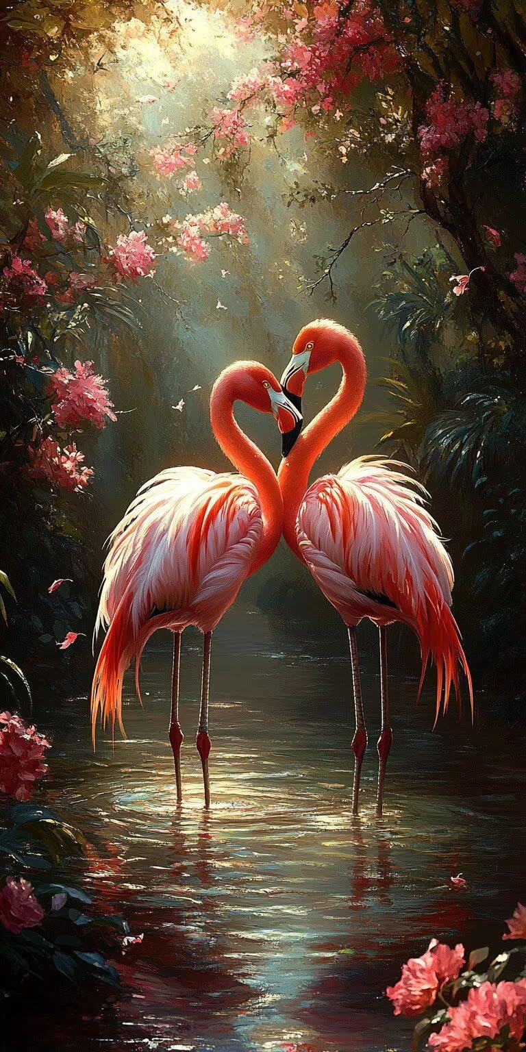 Różowe flamingi Numer malowania 70x140cm Paint by Numbers las, k-179