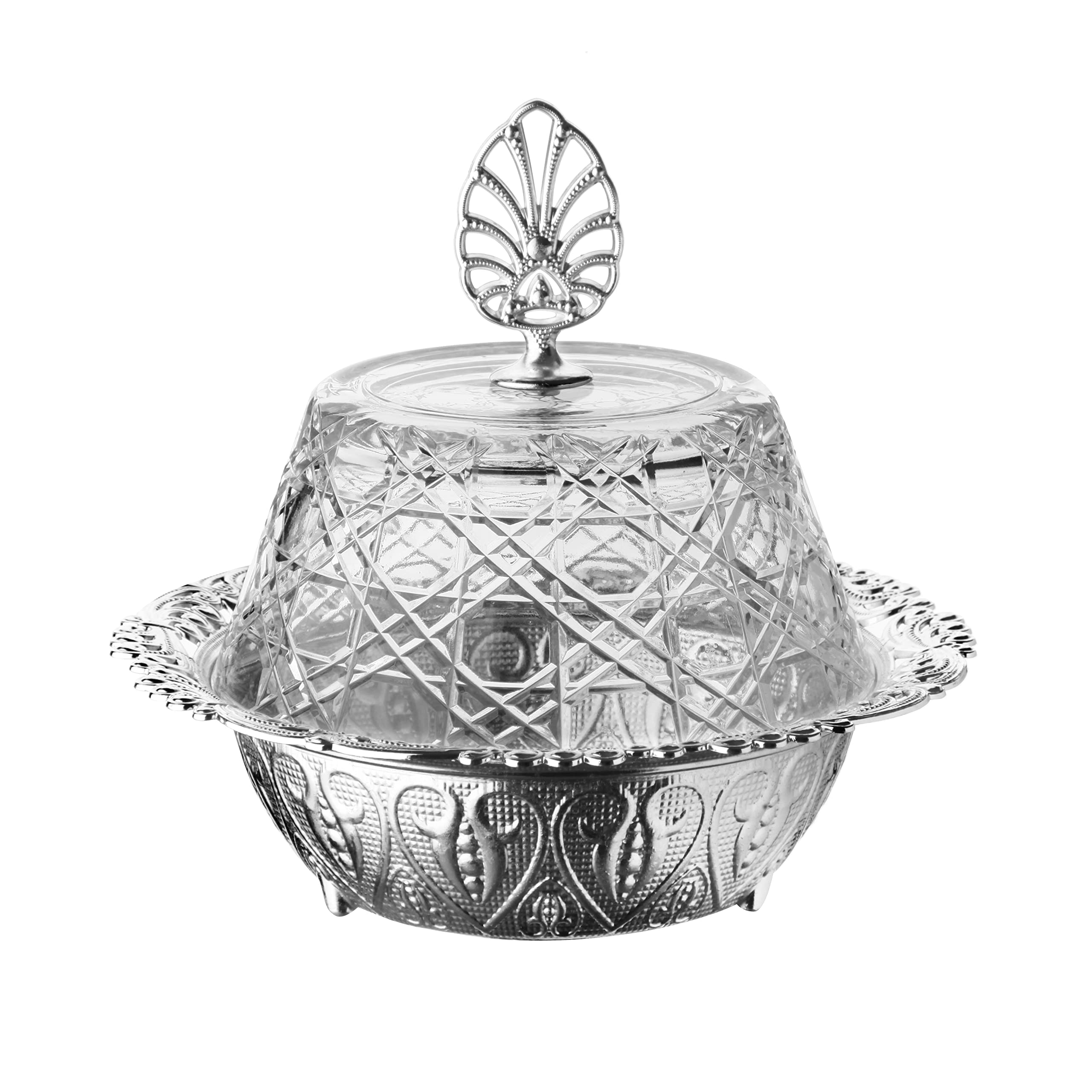 LaModaHome Decorative Bowl for Your Home - Enhance Your Décor with Classy Sugar Bowls. Ideal Size for Serving Sugar, Snacks, Chocolate, Candies, and Sweets. (Silver)