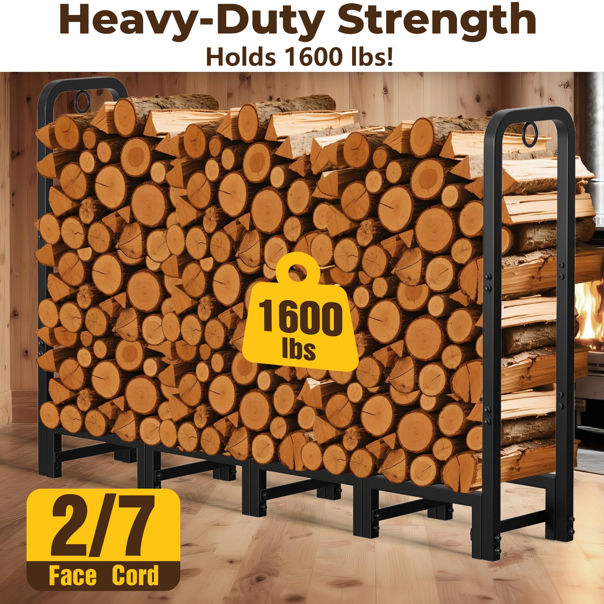 Snapklik.com : Amagabeli 5ft Firewood Log Rack Outdoor Heavy Duty Logs