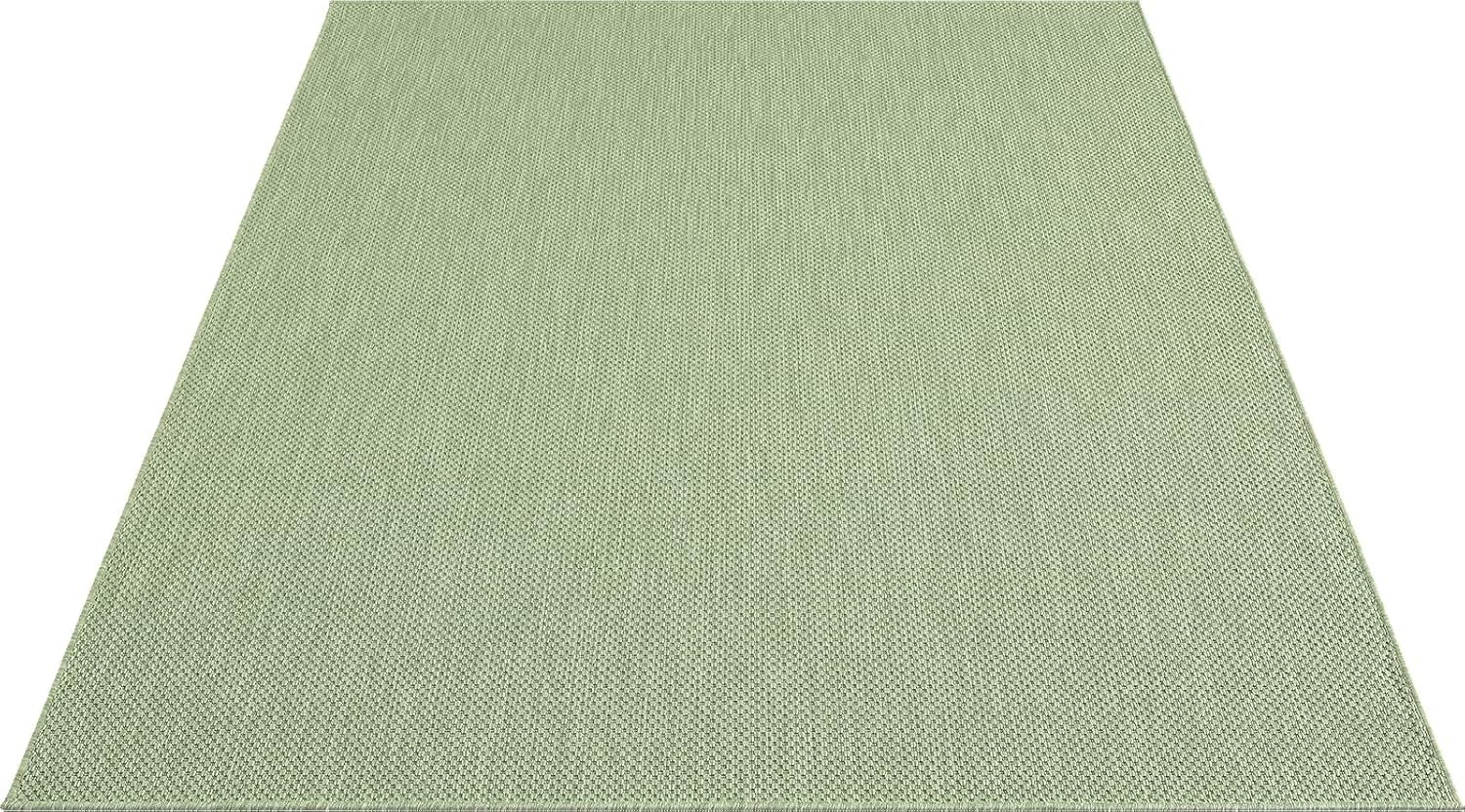 the carpet Mistra - Alfombra Robusta, Moderna, Duradera y fácil de cuidar, Interior y Exterior, salón, Ideal para Cocina, Pasillo e Invernadero, Tejido Plano, Verde, 240x340