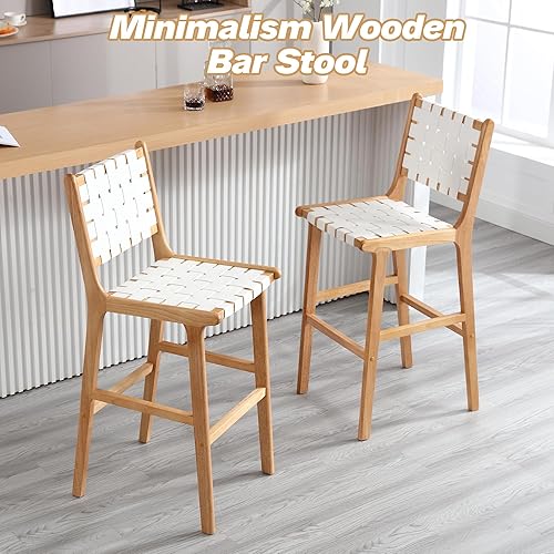 Miniatura 6 de GOOLON Juego de 2 taburetes de bar de piel sintética, taburetes de bar de 29 pulgadas de altura para isla de cocina, modernos taburetes de bar de