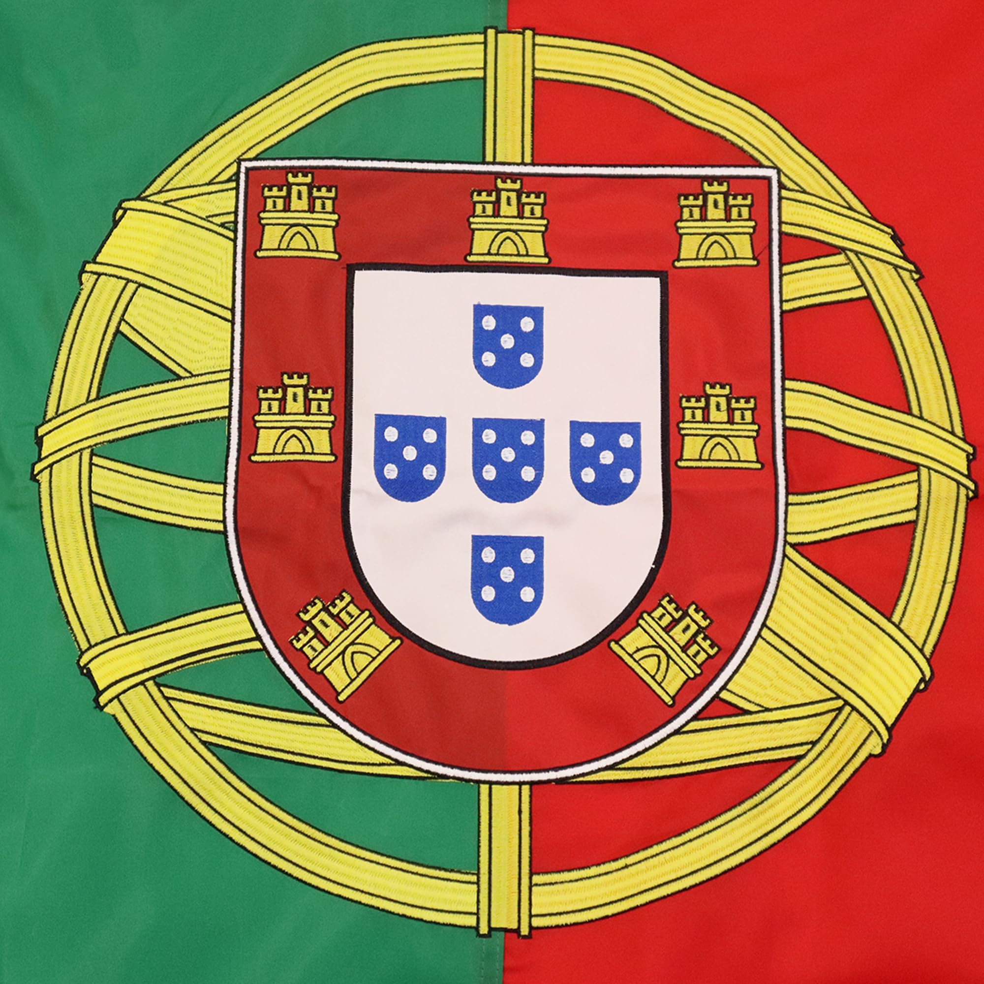 AZ FLAG, Portugal Flag Premium, 3x5 Ft, Embroidered Arms, For Outdoor, Portuguese Banner Nylon 20DD with Two Grommets - Image 4