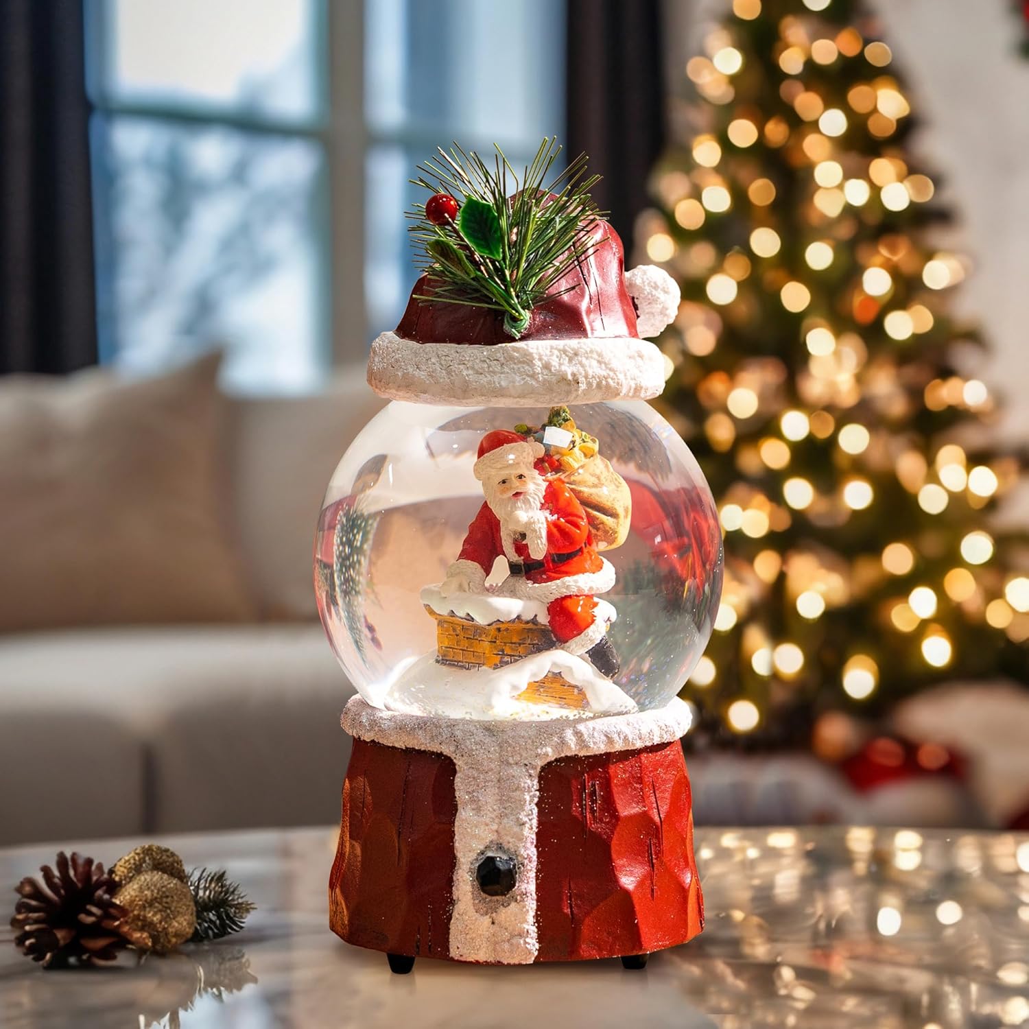 TZSSP Musical Christmas Snow Globe with Santa Figurine, Plays Classic Holiday Music, Glitter Water Ball for Festive Home Decor - Image 9