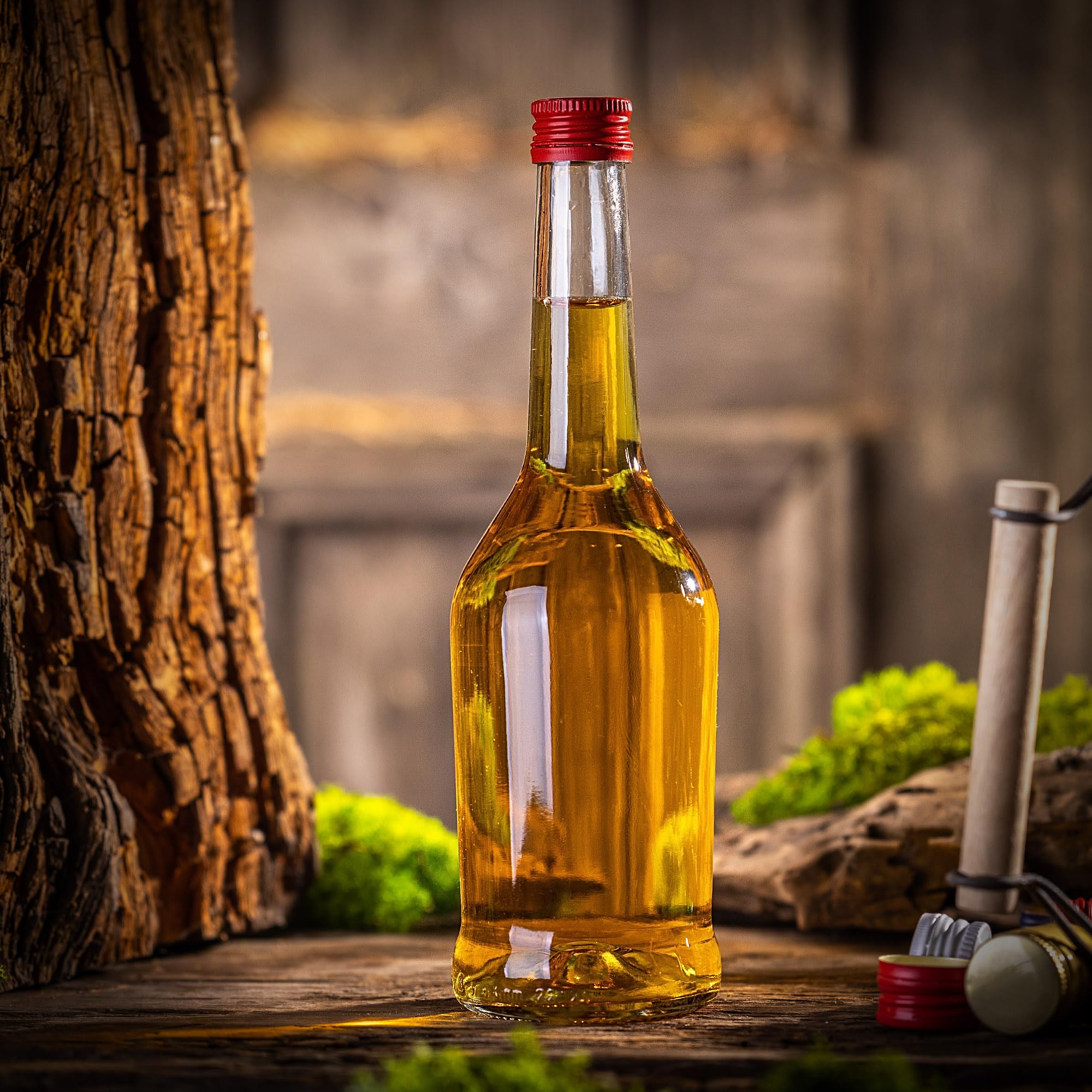 KADAX Juego de 50 botellas de licor de 500 ml, botellas vacías para llenar aceite, vinagre, licor, vino y licor, botellas de cristal, botellas de licor, botellas de zumo (rojo)