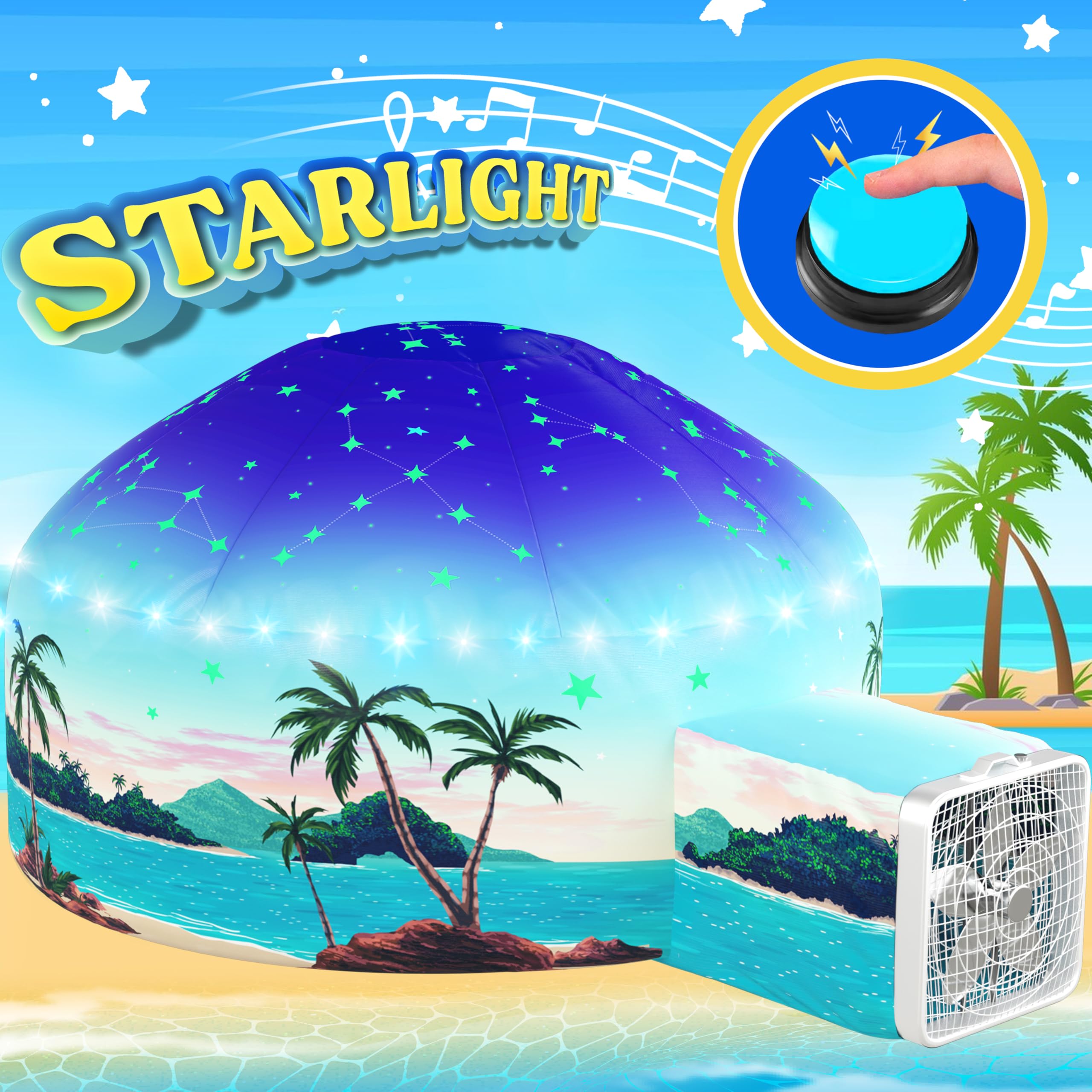 W&O Starlit Oasis with LED Lights & Sound – Glow-in-The-Dark Constellations for an Enchanting Stargazing Adventure – for Kids Ages 3-12 (Fan Not