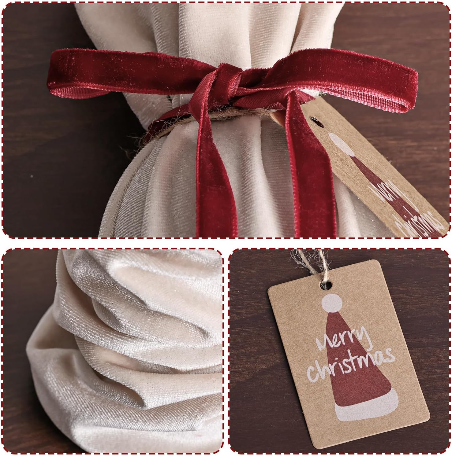 MelonBoat Christmas Wine Bottle Bags: Velvet Gift Bags with Drawstring, Luxury Holiday Reusable Pouches for Champagne Bottles, Engagement Party Decorations Gifts for Couples Her, Xmas Home Decor - Image 3