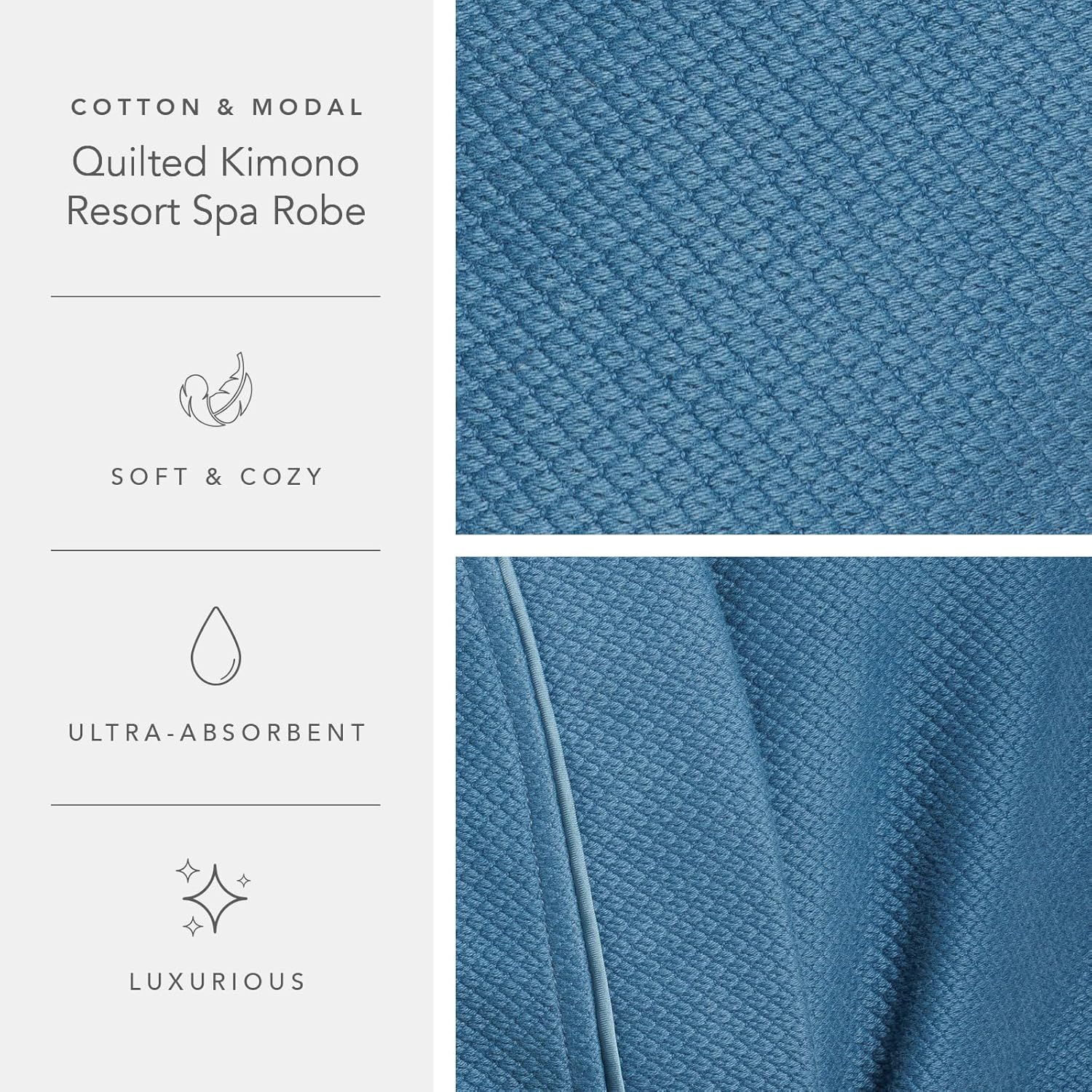 Fishers Finery Women's Waffle Kimono Resort Spa Robe; Above Knee Length - Image 5