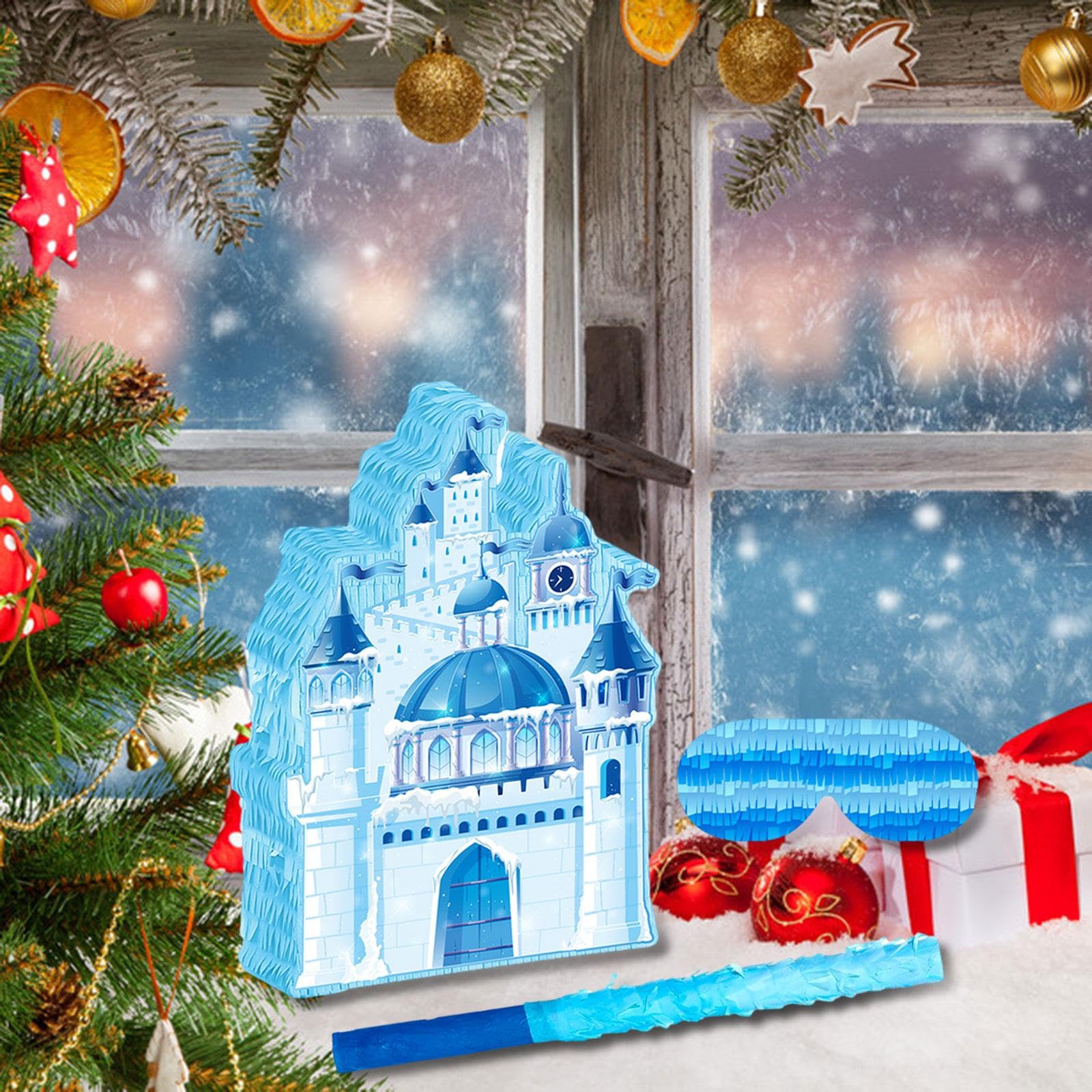 Sharplace Piñata a Tema Invernale con Castello, Attività per Feste con Bastone E Occhio, Articoli per Feste, Decorazioni Natalizie per Eventi di Carnevale