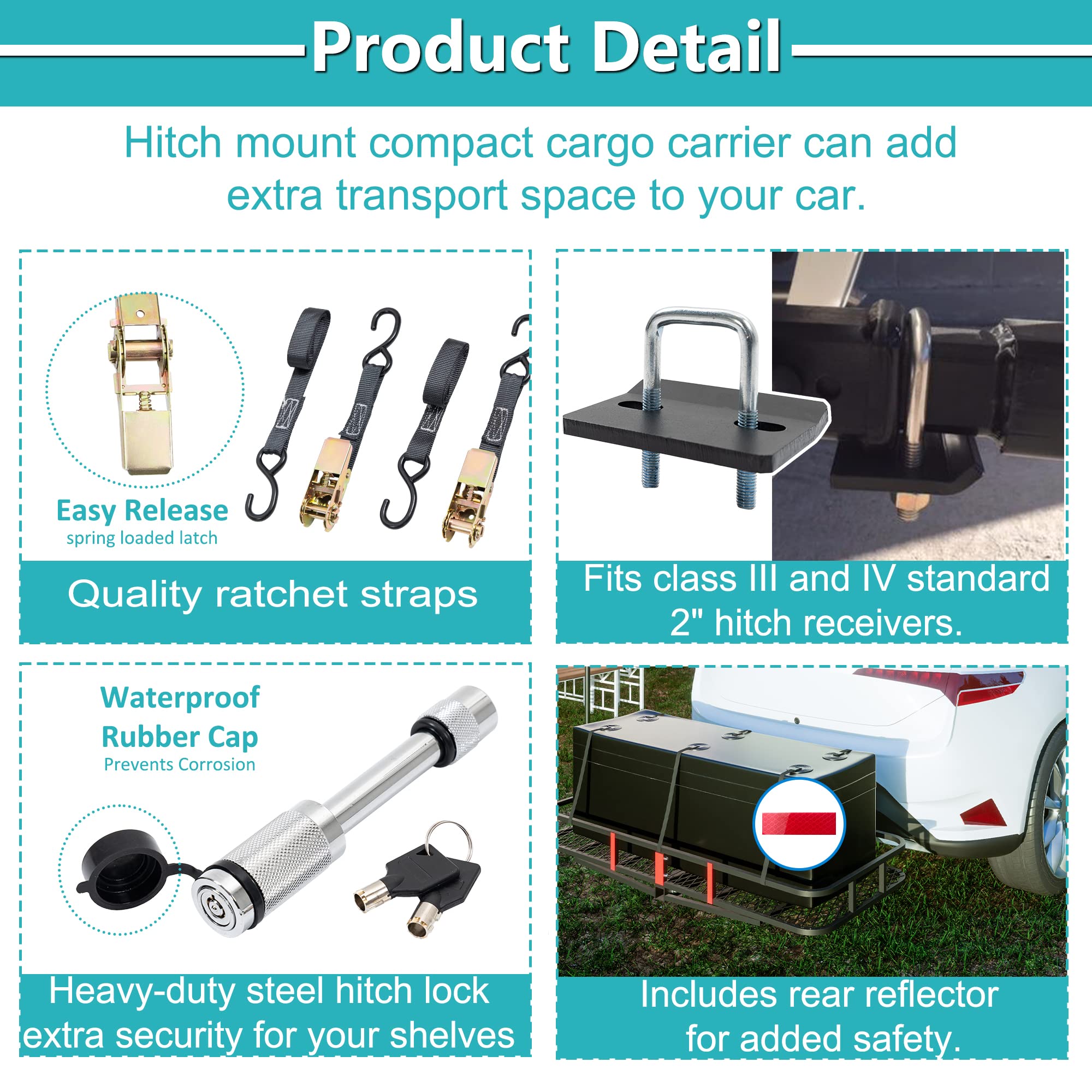 Hitch Cargo Carrier Folding Hitch Mount Cargo Carrier - 60x24x14 Inch ...