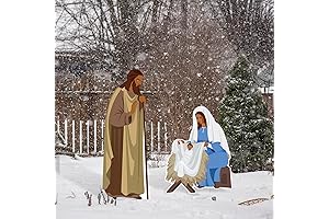 2 Pcs Nativity Scene Signs, 31 Inch and 21 Inch Large Outdoor Christmas Decorations