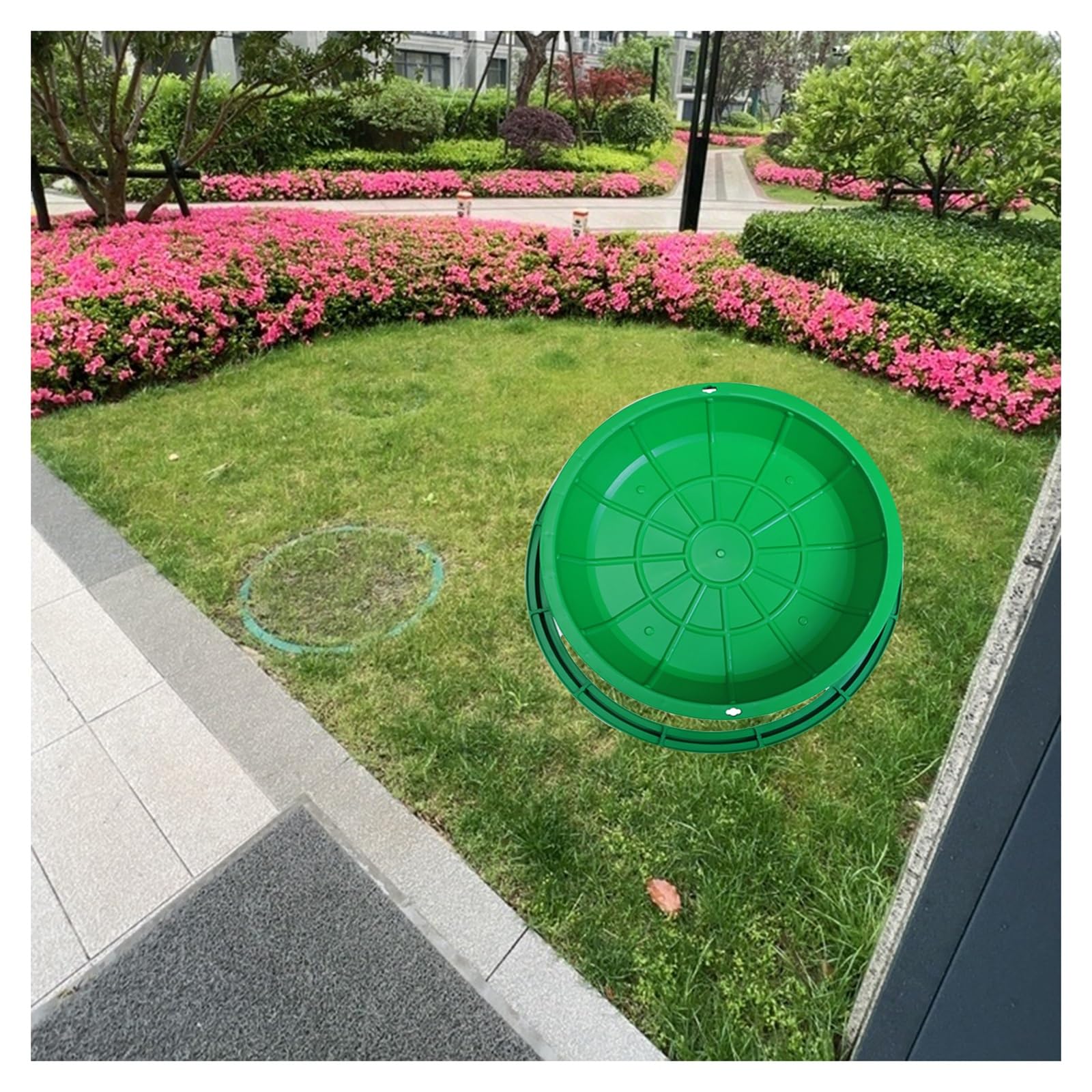 GJMSSMY Recessed Manhole Cover Circular Resin Manhole Cover Invisible and Frame, Outdoor Garden Septic Tank for Yard Pavement Grass, Split Sump and Sewage Bas