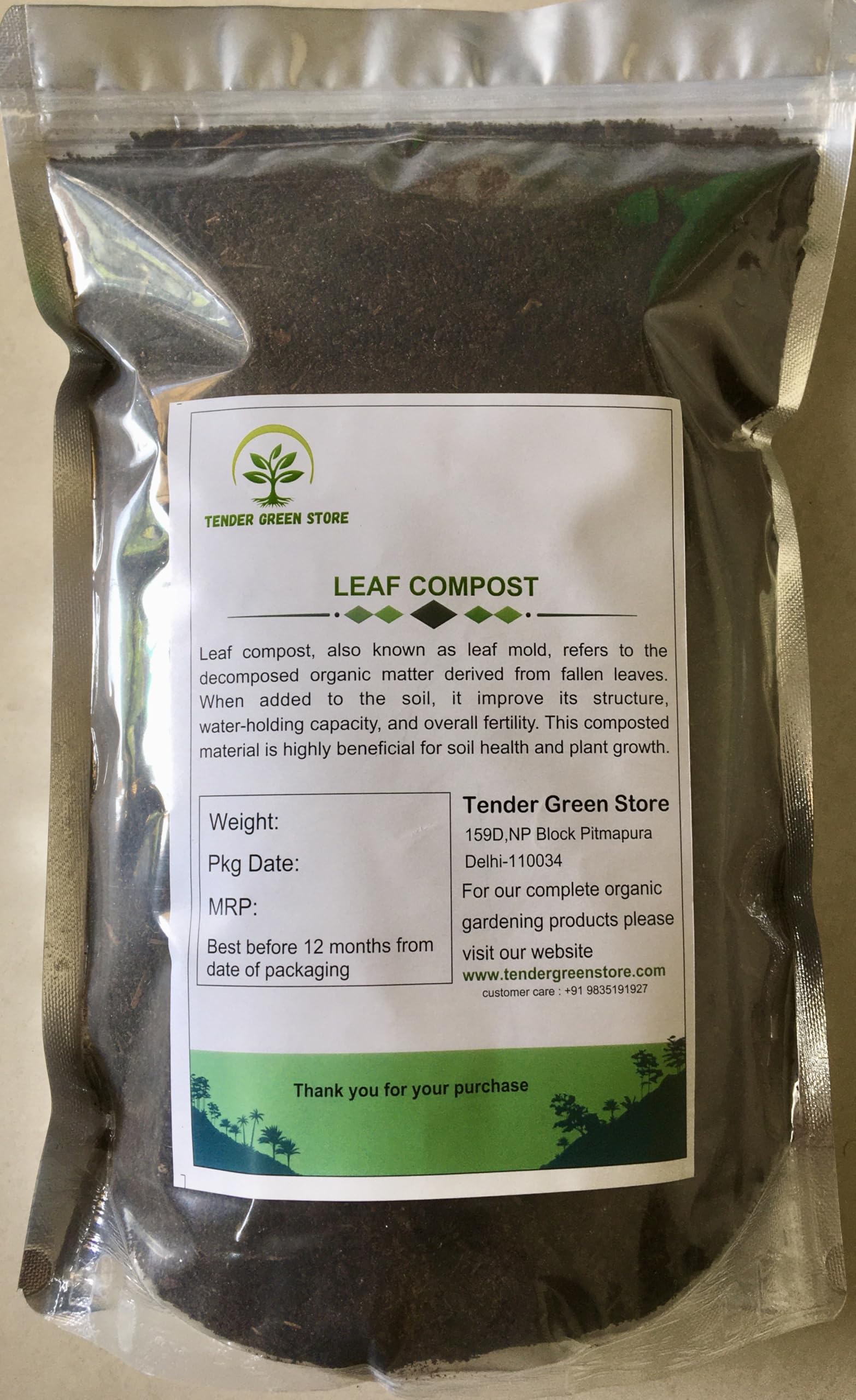 Tender Green Leaf Compost for Plants, Organic Fertilizer for Home Gardens and Potting Mix 1 KG (B0CPM6B538) Amazon Price History, Amazon Price Tracker