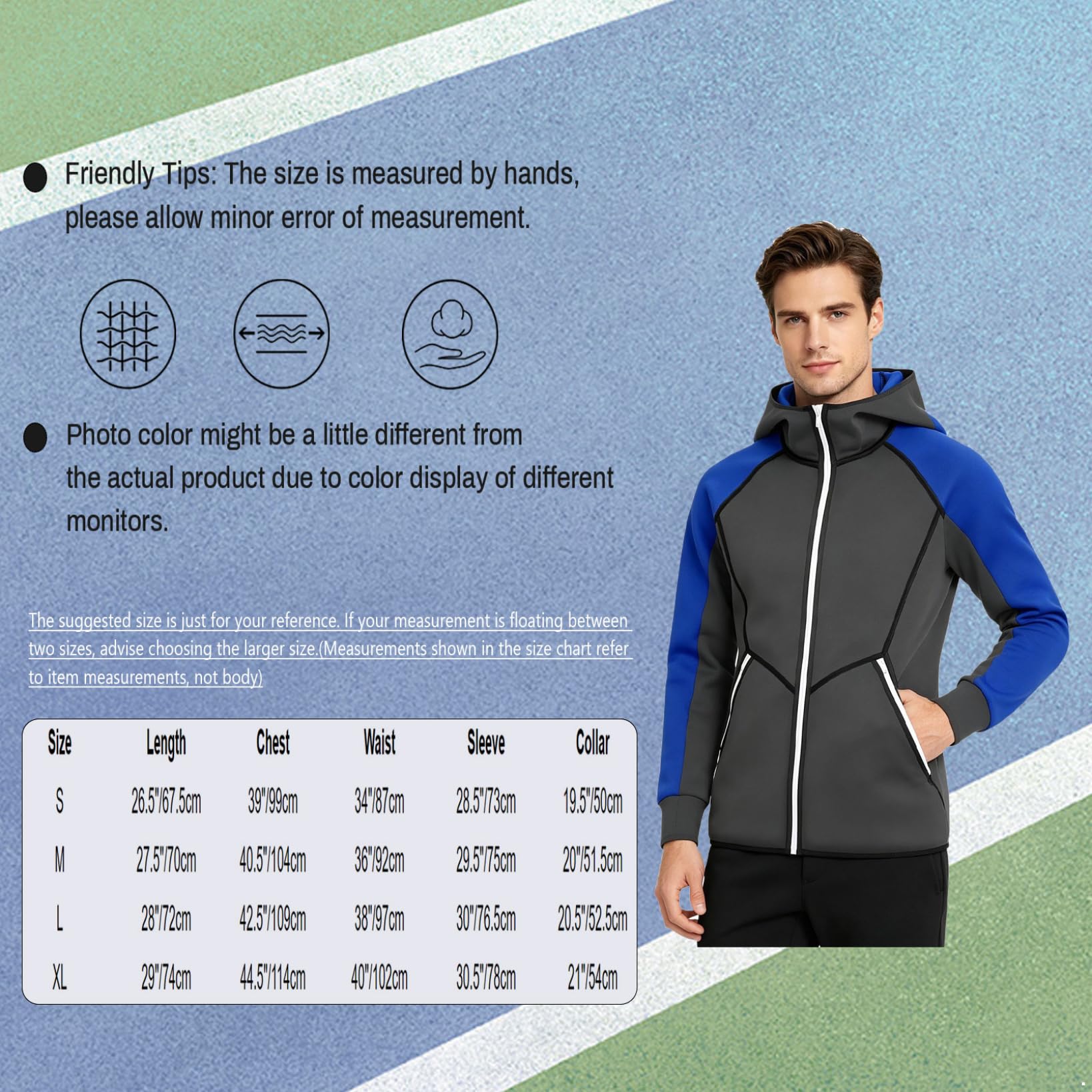 Hombre Chaqueta Neopreno Camiseta De Para Ligera Con Cremallera