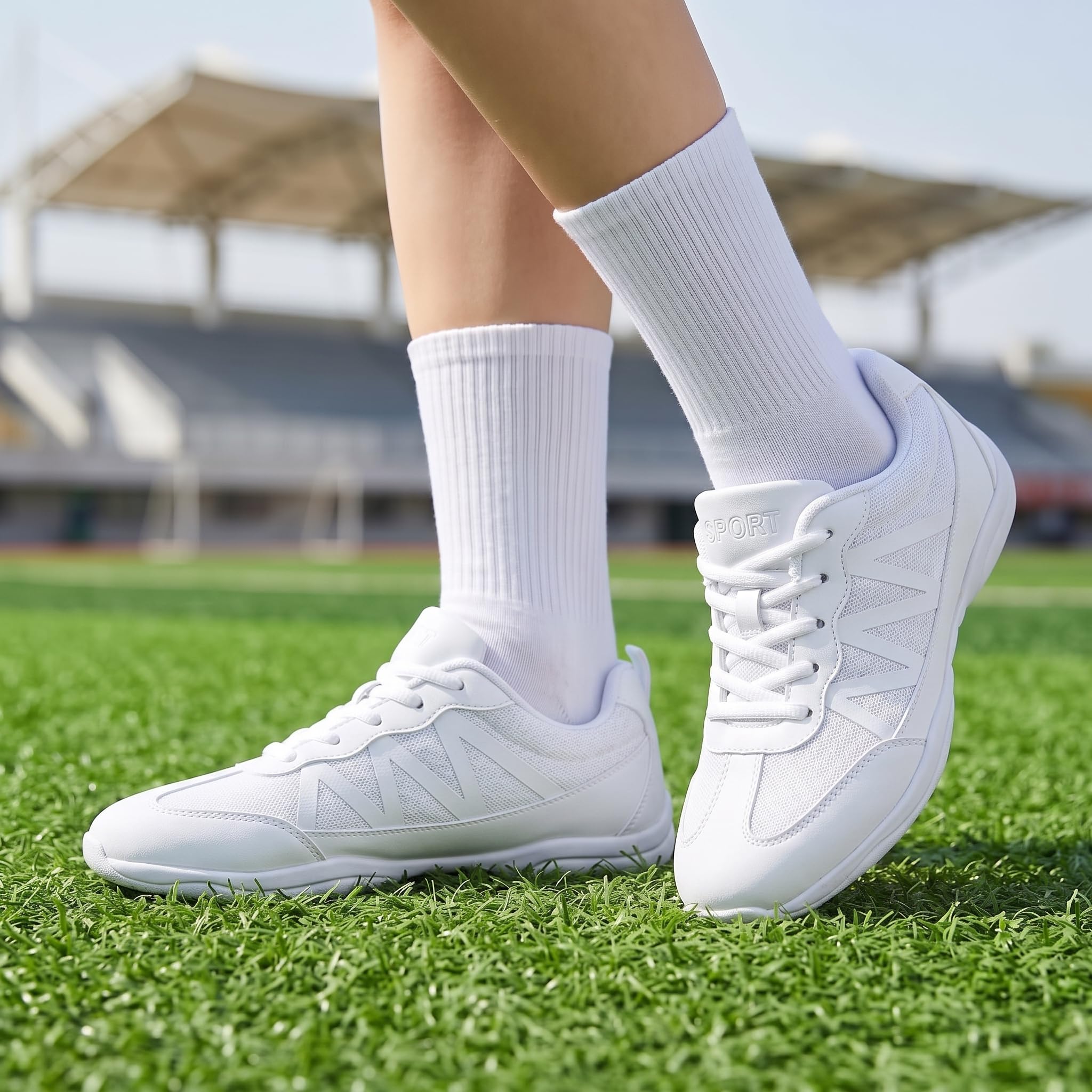 BAXINIER Cheerleading-Schuhe für Mädchen, weiß, Jugend Cheer, Wettkampf-Sneaker, athletisches Training, Tanz, Tennisschuhe
