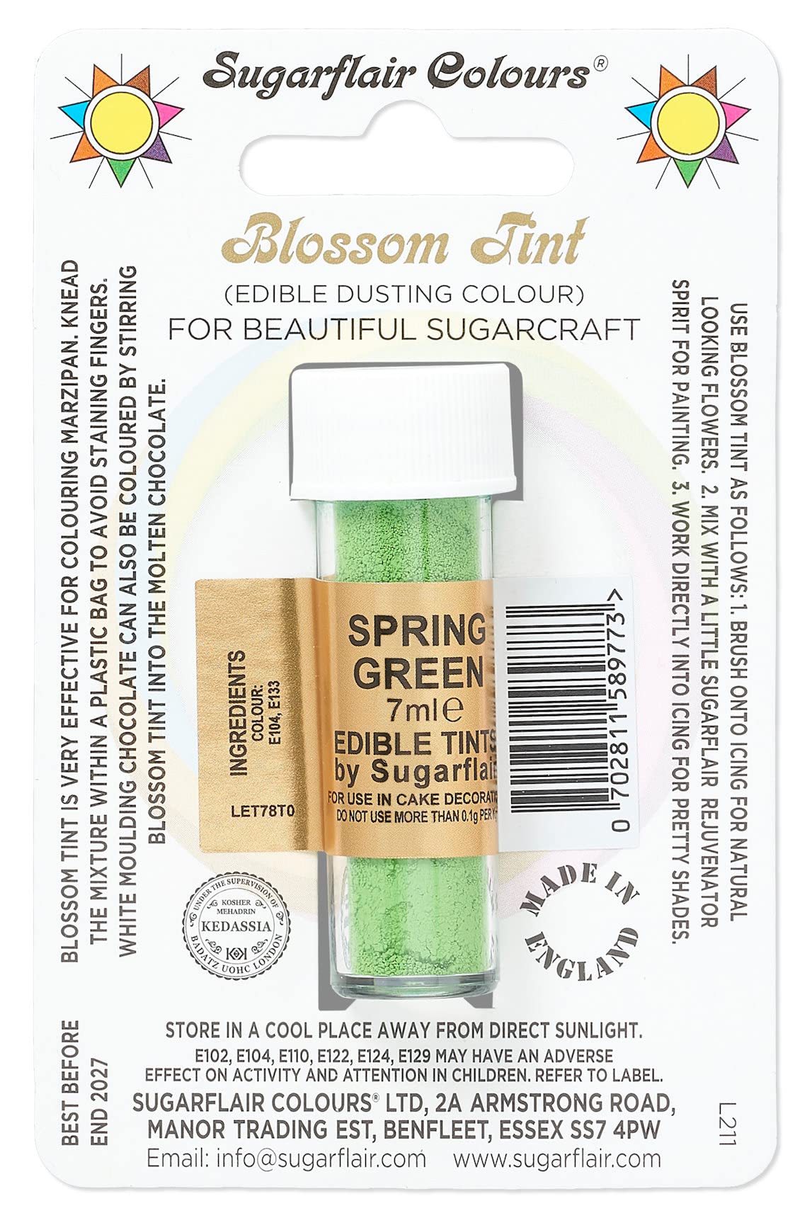 Sugarflair Blossom Tint Grape Violet Food Colouring and Dusting Powder, Matt Finish, Brush On or Mix with Rejuvenator Spirit to Create a One of A Kind Cake - 7ml — view 24