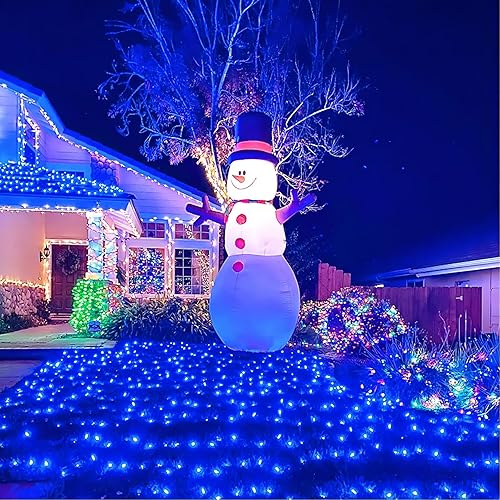 Miniatura 7 de YEGUO 500 luces LED de Navidad para interiores, tira de luces azules impermeables al aire libre, 8 modos de 165 pies, alambre verde, luces de árbol,