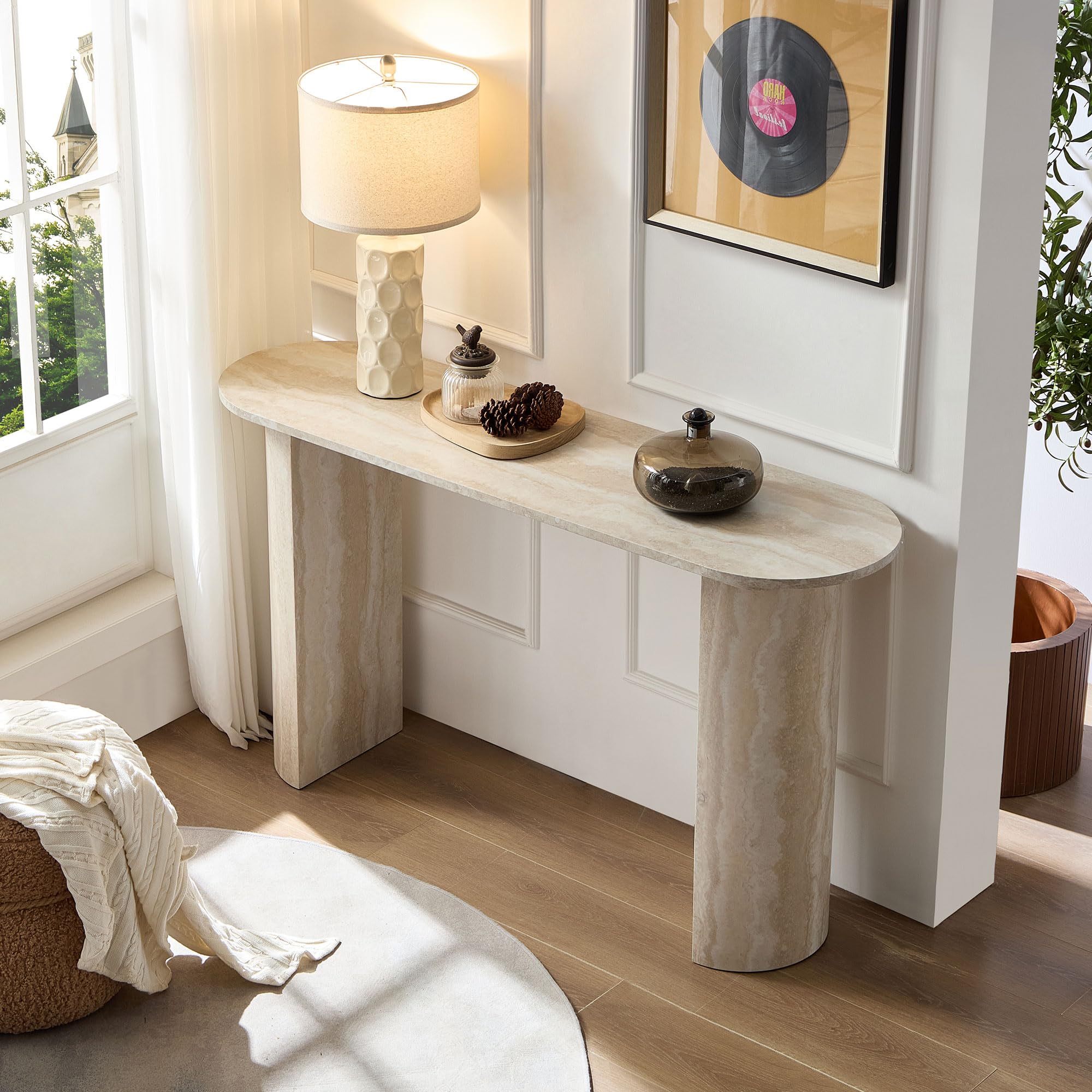LKTART 55' MDF Console Table for Entryway, Narrow Entryway Table with Faux Mars — product photo