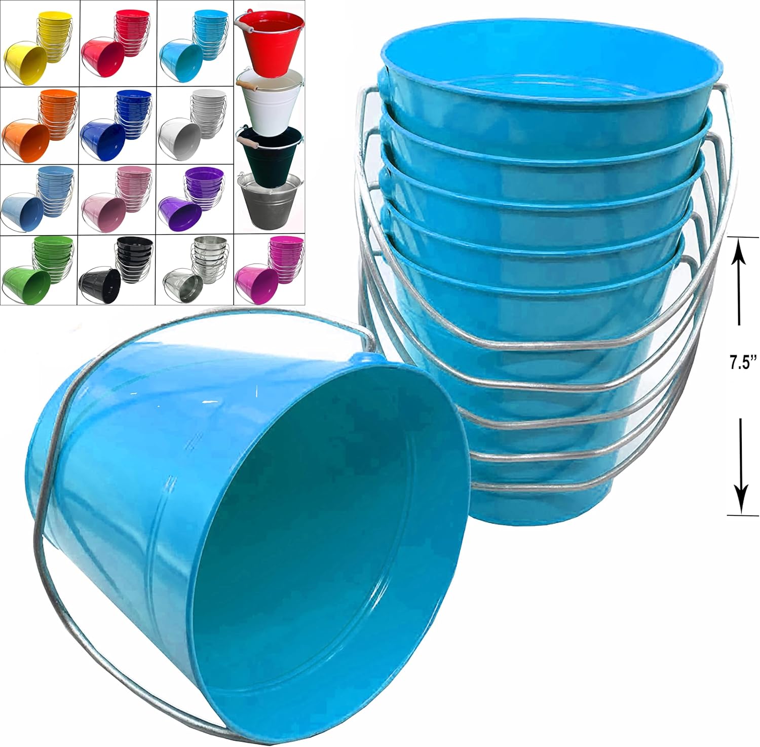 Turquoise 6-Pack Metal Buckets, 3.7 qt, Italia