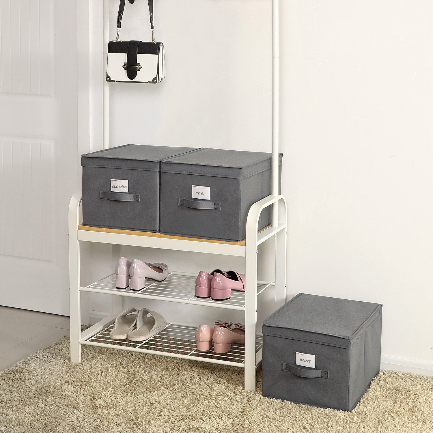 SONGMICS Juego de 6 Cajas de Almacenamiento Plegables con Tapas