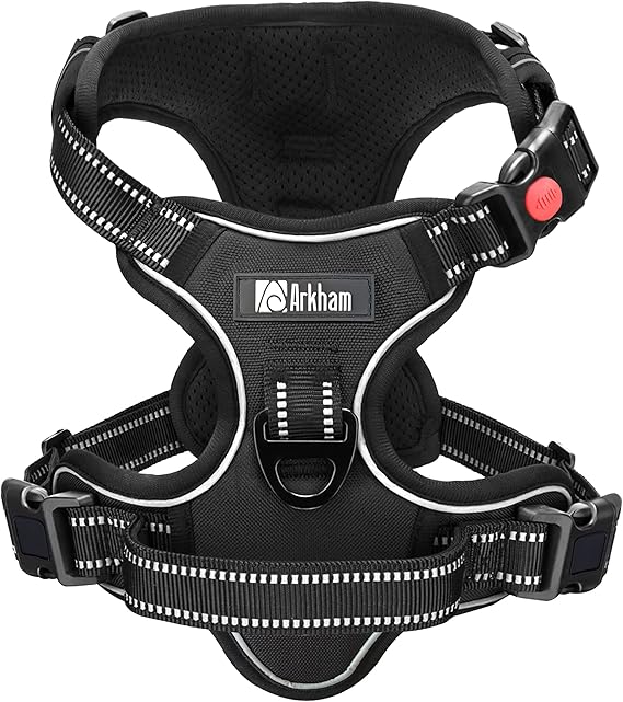 Arkham Pet No Pull Dog Harness, Escape Proof Soft Padded Black Pet