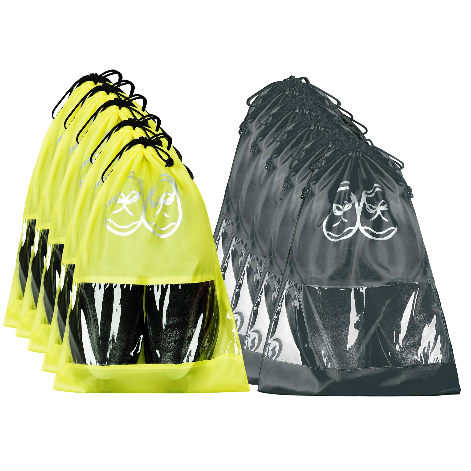 Pack of 10 Travel Shoe Organizer | Storage Bags | Waterproof Shoe Bag | Storage Organizers Set | Parachute Shoe Cover with Transparent Window | Shoe Dori Cover | Yellow & Grey-image-45