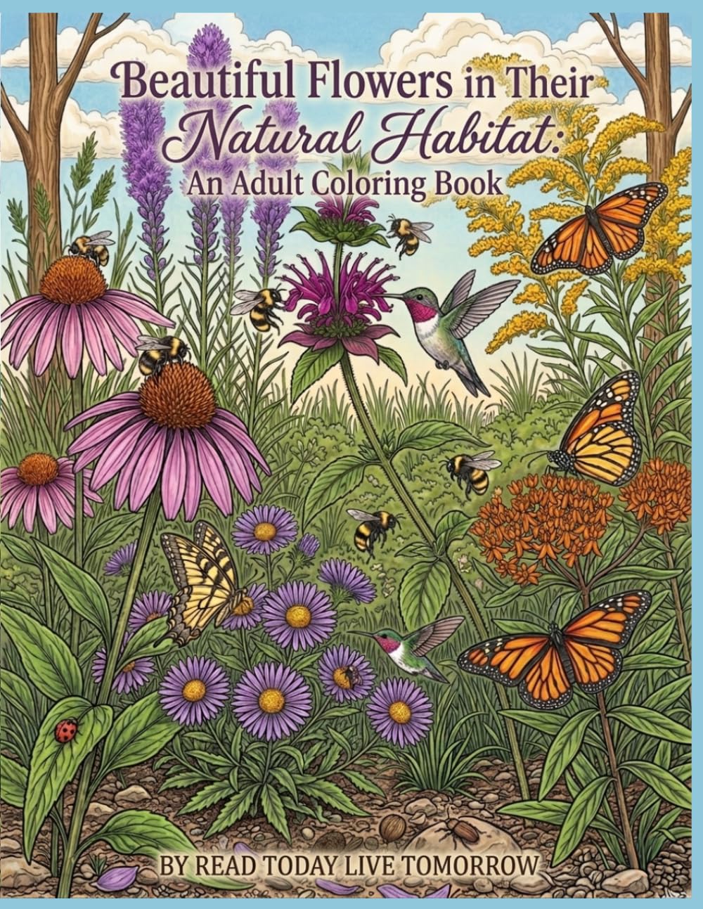 Beautiful Flowers in Their Natural Habitat: An Adult Coloring Book: Detailed Realistic Botanical Illustrations of Wildflowers, Woodland Blooms, ... Relief, Relaxation, and Nature Connection