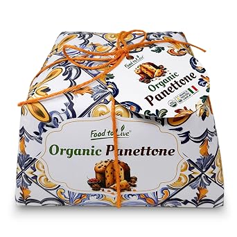 Food to Live Organic Italian Panettone, Pack of 1 - Authentic Artisan-Made, Traditional Cake with Raisins and Candied Orange Peel - 750g 1.65 lb x1
