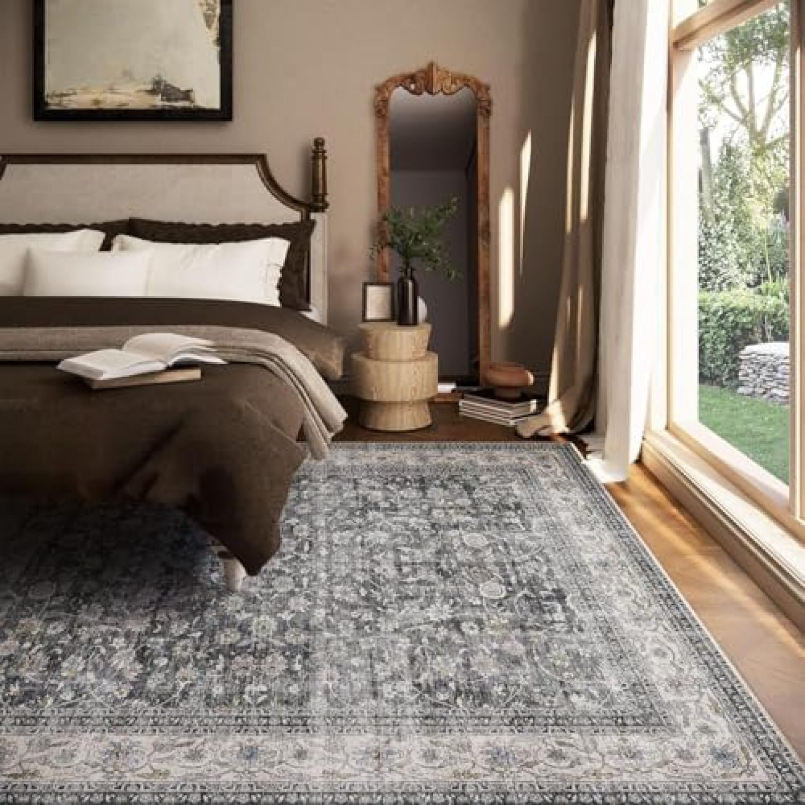 Tapis de salon grand et lavable vert pour protéger le sol de la cuisine