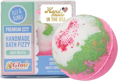 Fizz & Bubble Bomba de baño hidratante artesanal prémium para adultos, mujeres, niños y regalos, menta Mojito