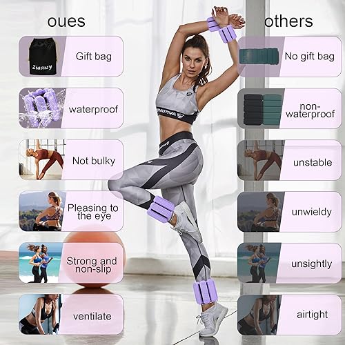 Miniatura 4 de Pesas ajustables para tobillo y muñeca para mujer, 1 libra cada una, juego de 2, para caminar, yoga, baile, gimnasio