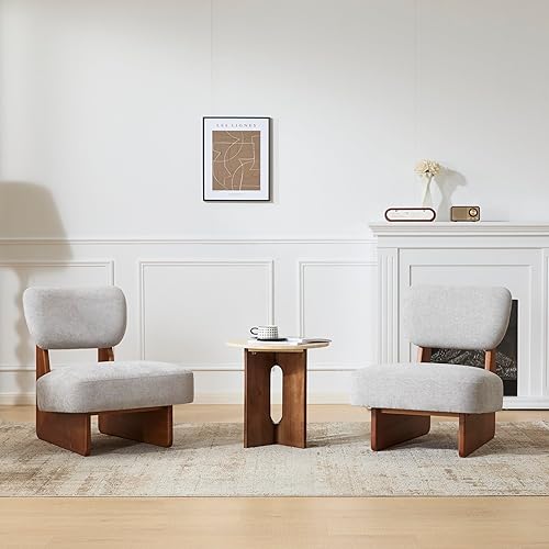 Miniatura 3 de Christopher Knight Home Mores - Juego de 2 sillas decorativas de perfil bajo, modernas sillas sin brazos, silla de lectura cómoda de tela para